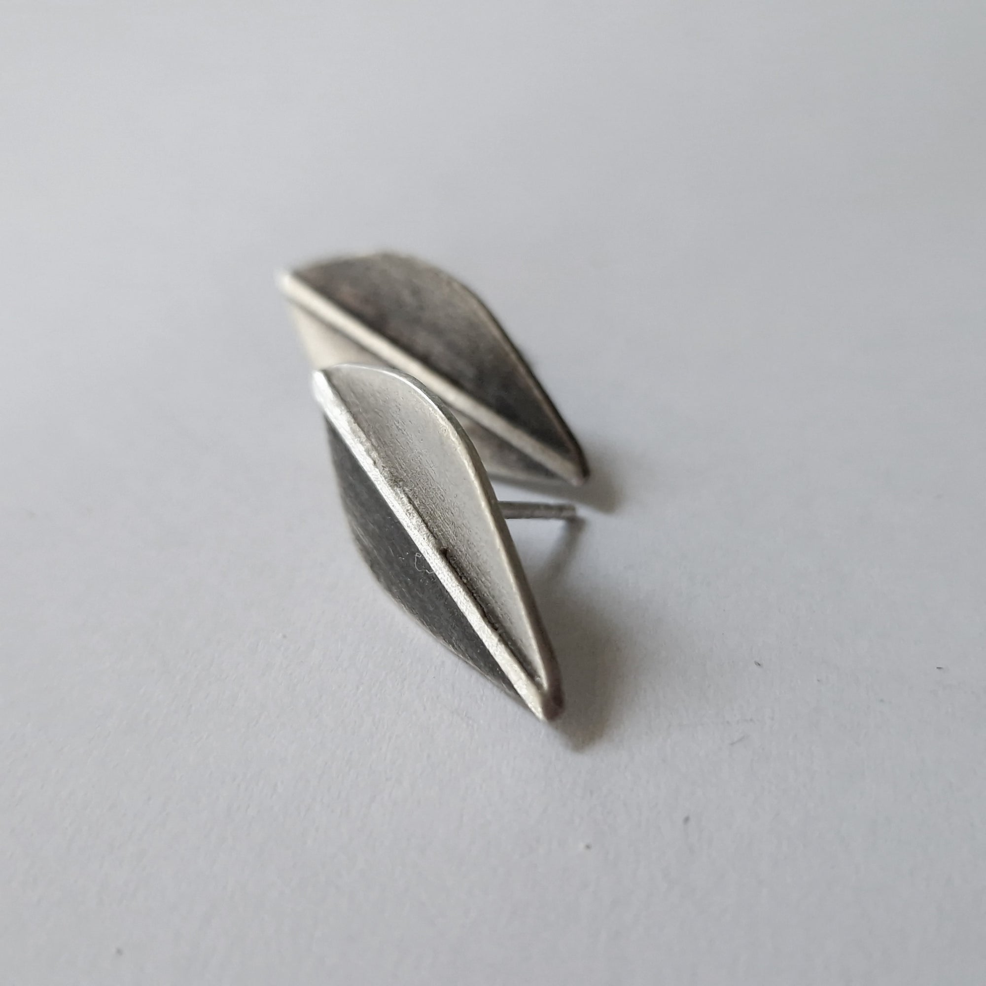 Silver stud earrings «Οlive leaf»