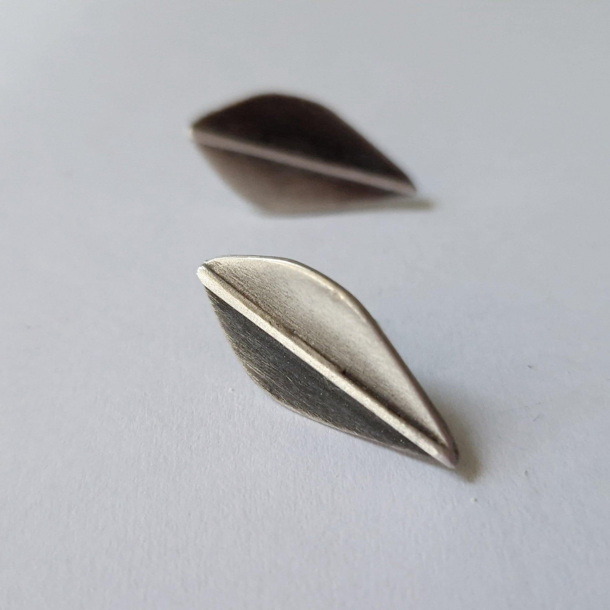 Silver stud earrings «Οlive leaf»