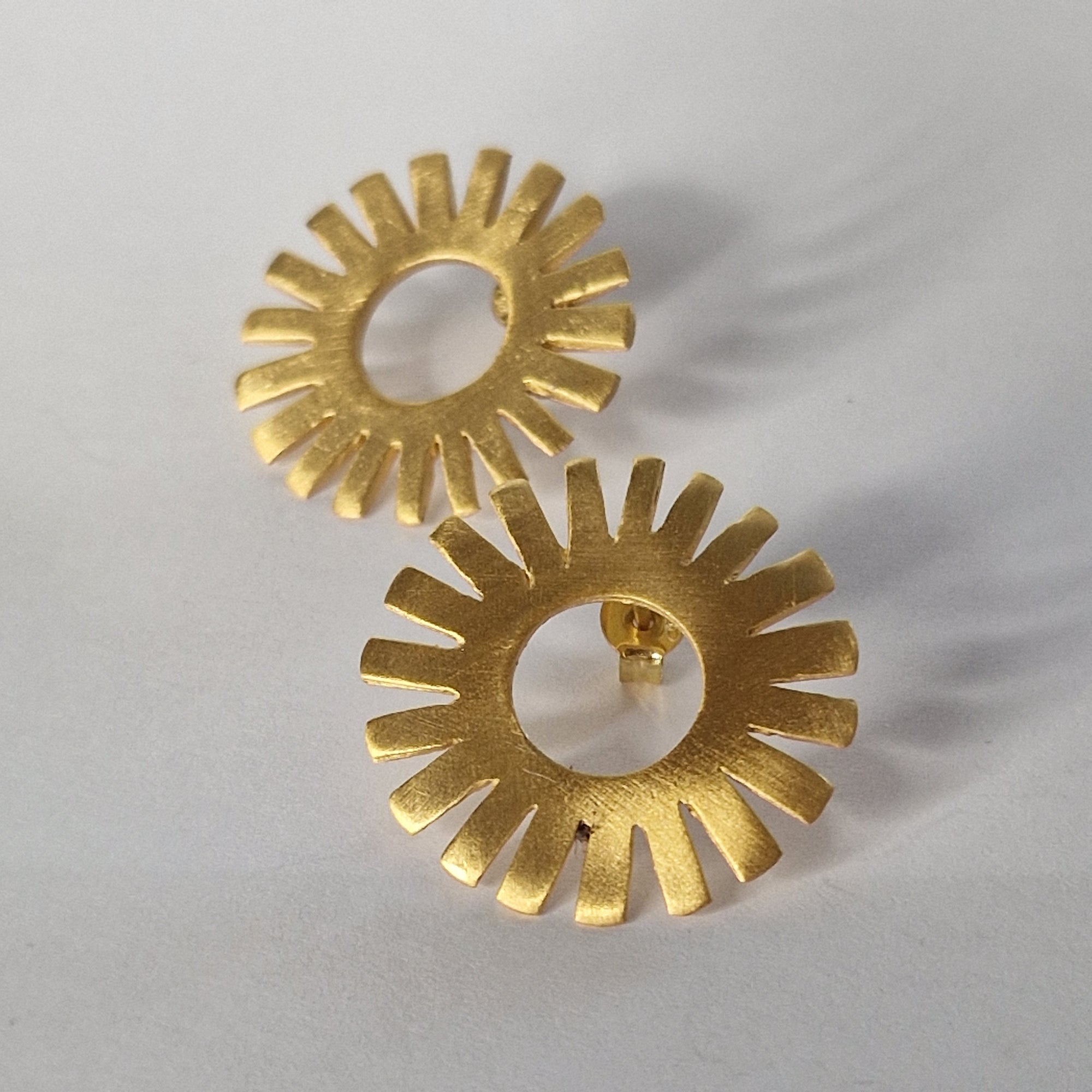 Gold-Plated Sterling Silver Stud Earrings – Geometric & Minimal