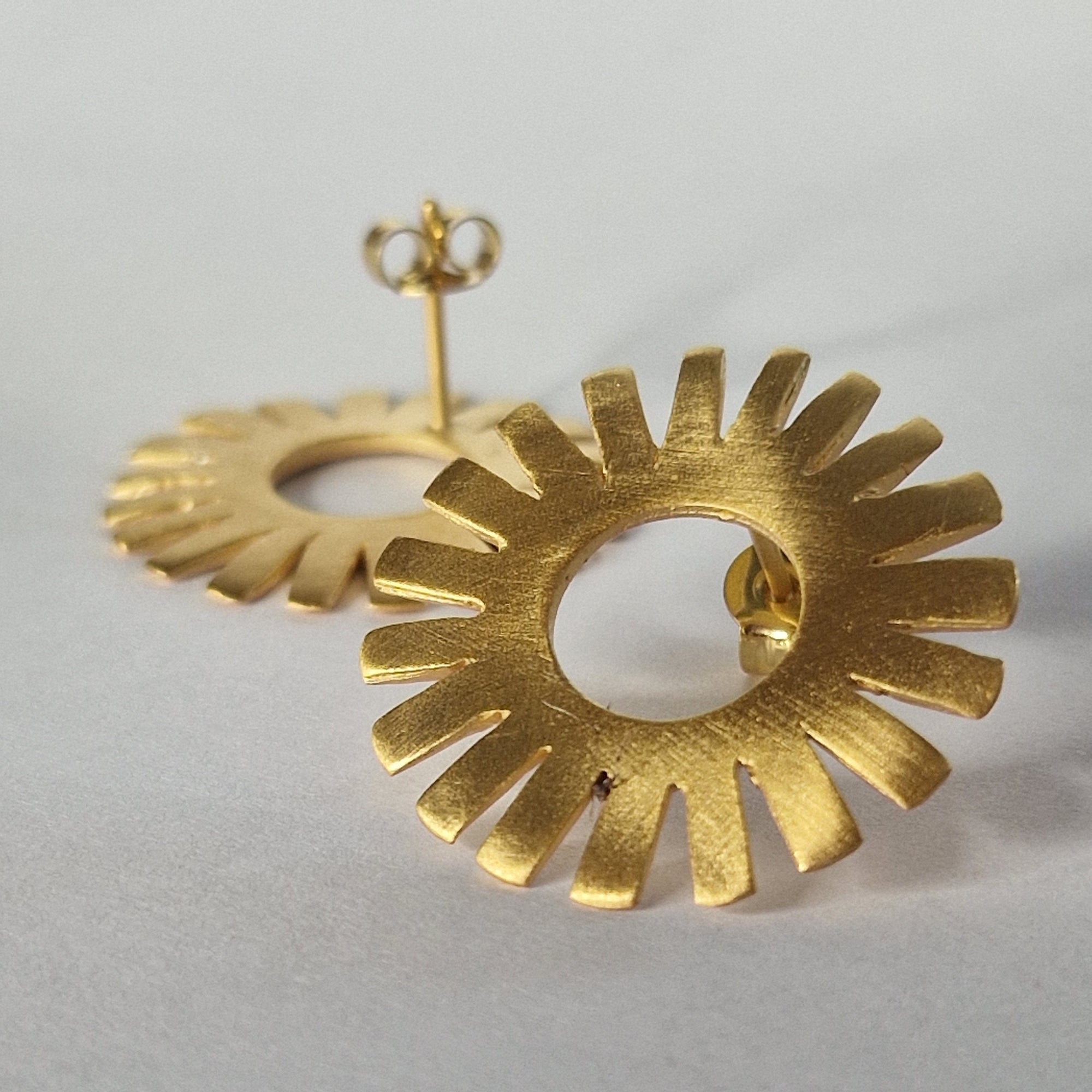 Gold-Plated Sterling Silver Stud Earrings – Geometric & Minimal