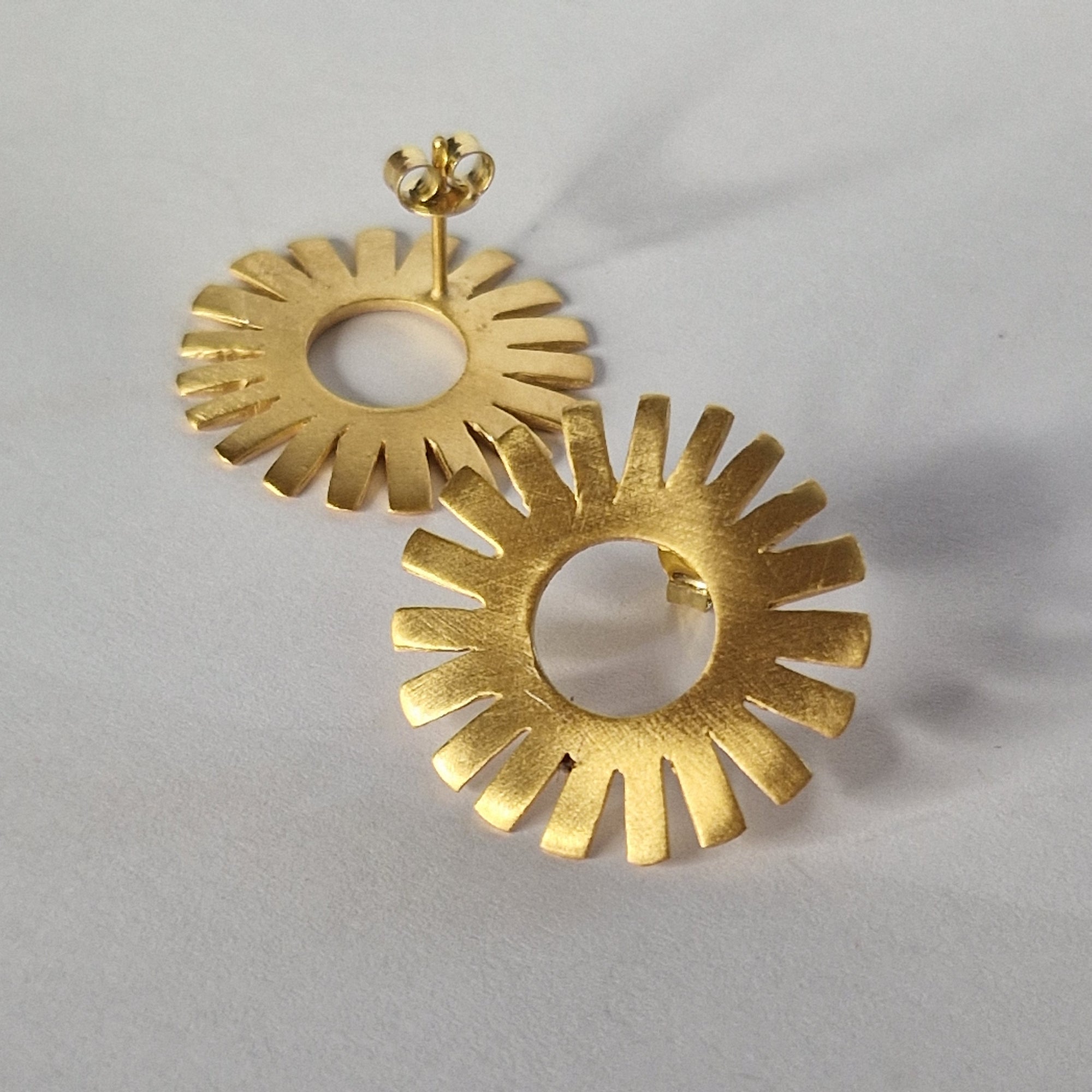 Gold-Plated Sterling Silver Stud Earrings – Geometric & Minimal
