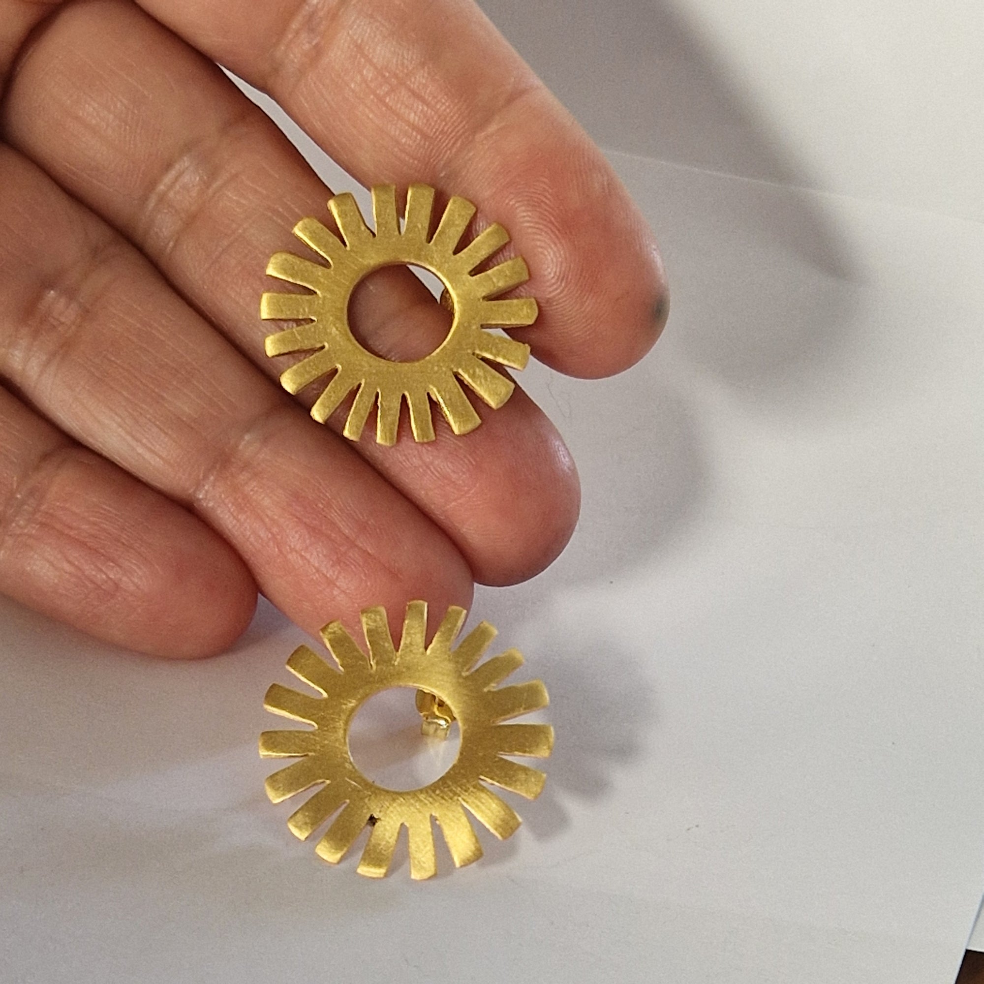 Gold-Plated Sterling Silver Stud Earrings – Geometric & Minimal