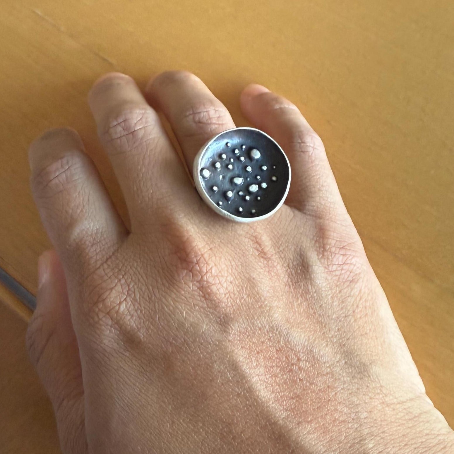 Silver «Moon» Ring – Contemporary Sterling Silver Adjustable Ring