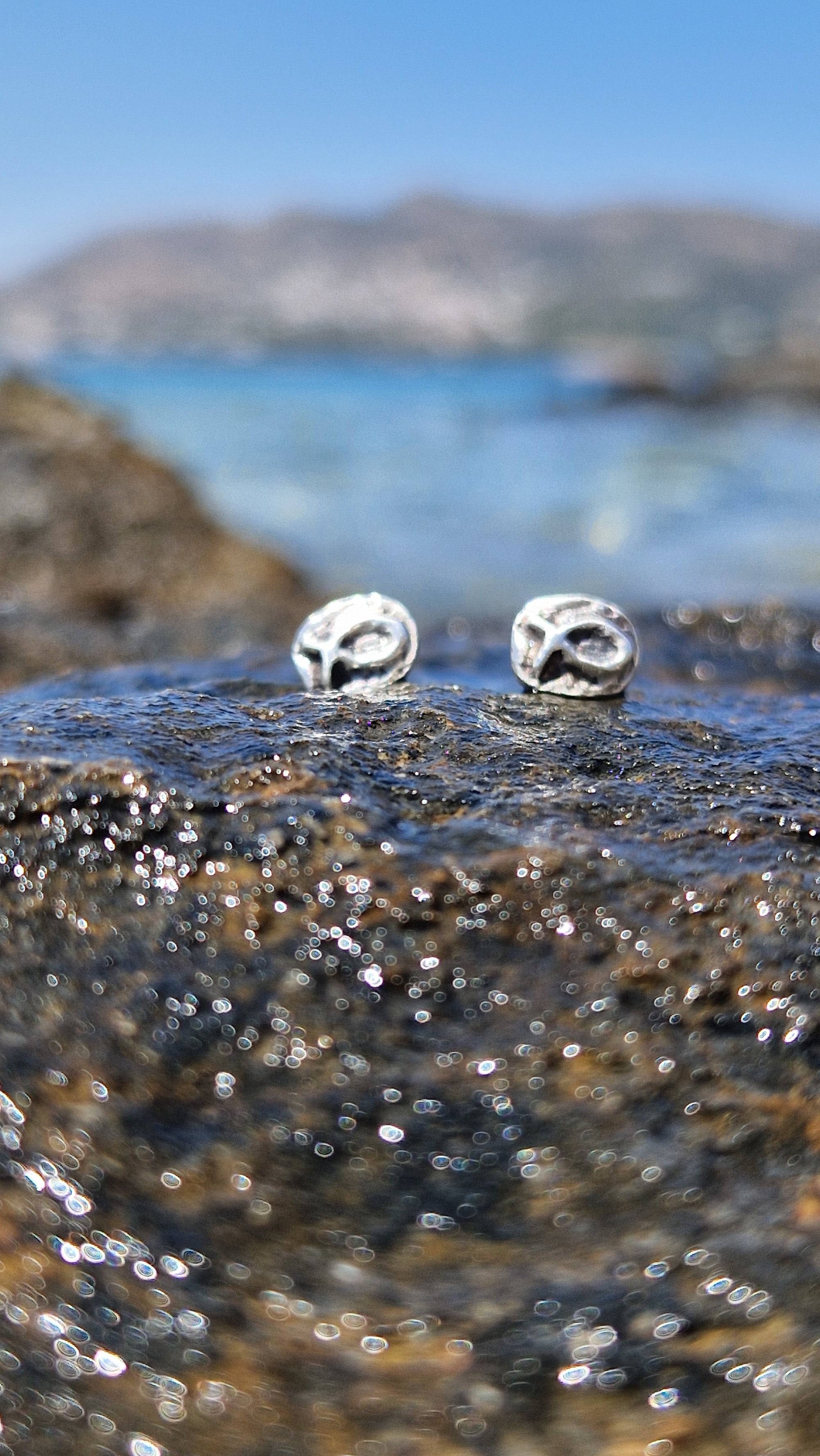 Small sterling silver fish earrings, hand carved design.