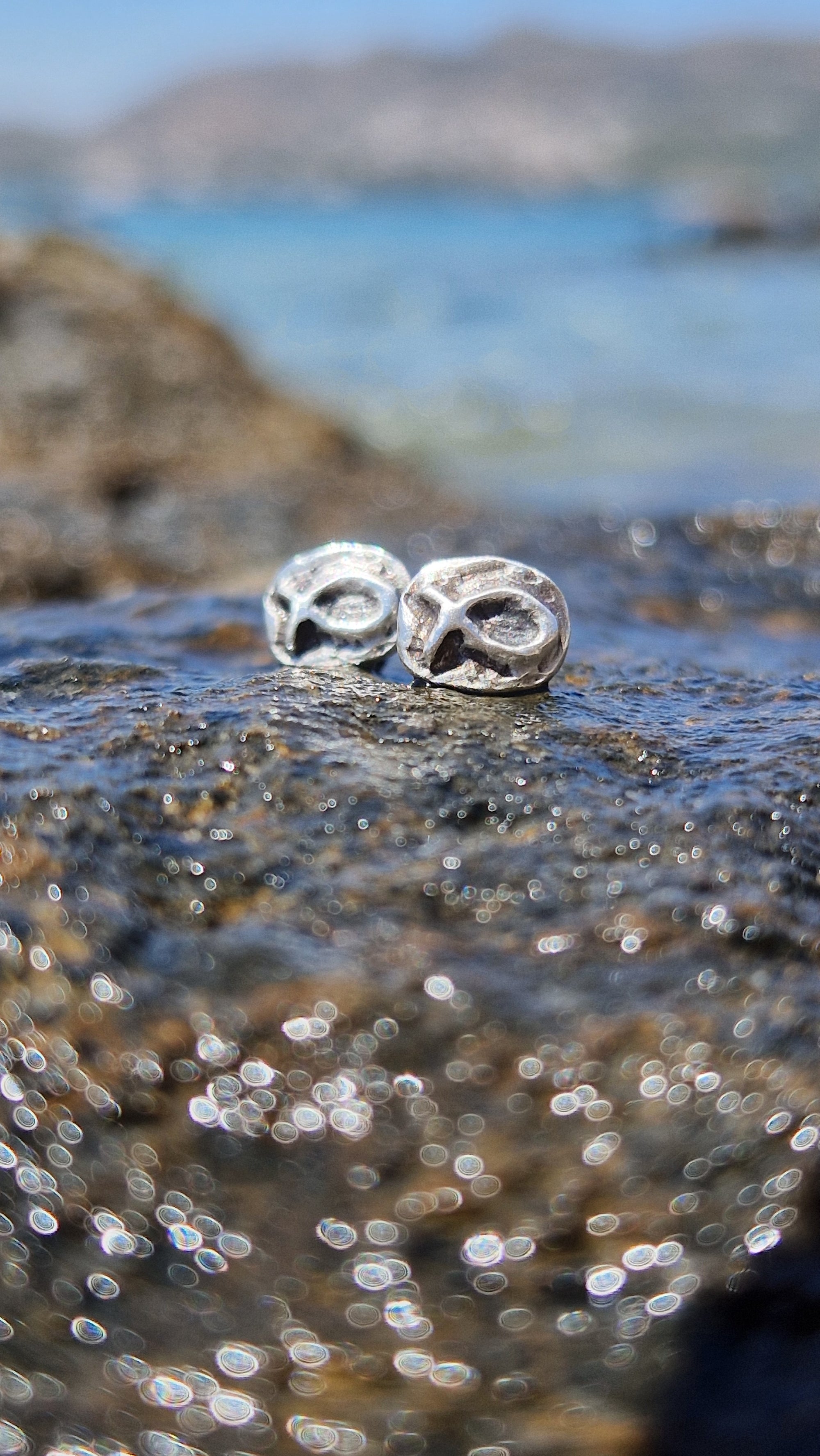 Small sterling silver fish earrings, hand carved design.