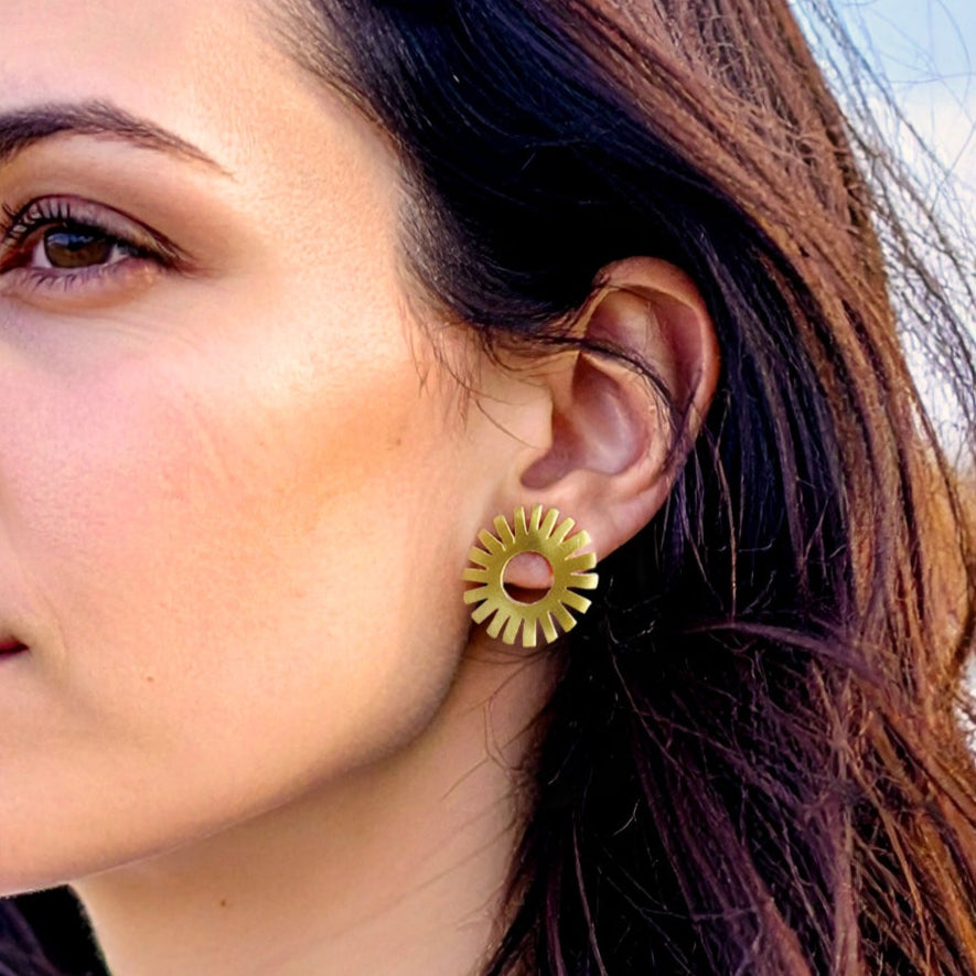 Gold-Plated Sterling Silver Stud Earrings – Geometric & Minimal