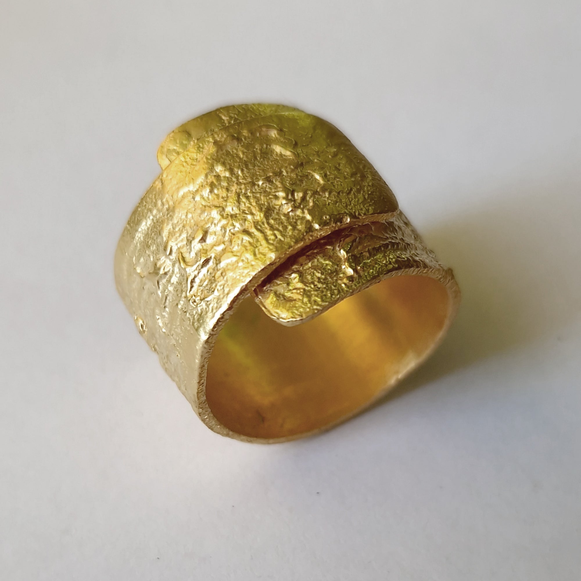 Wide band stering silver, gold plated ring