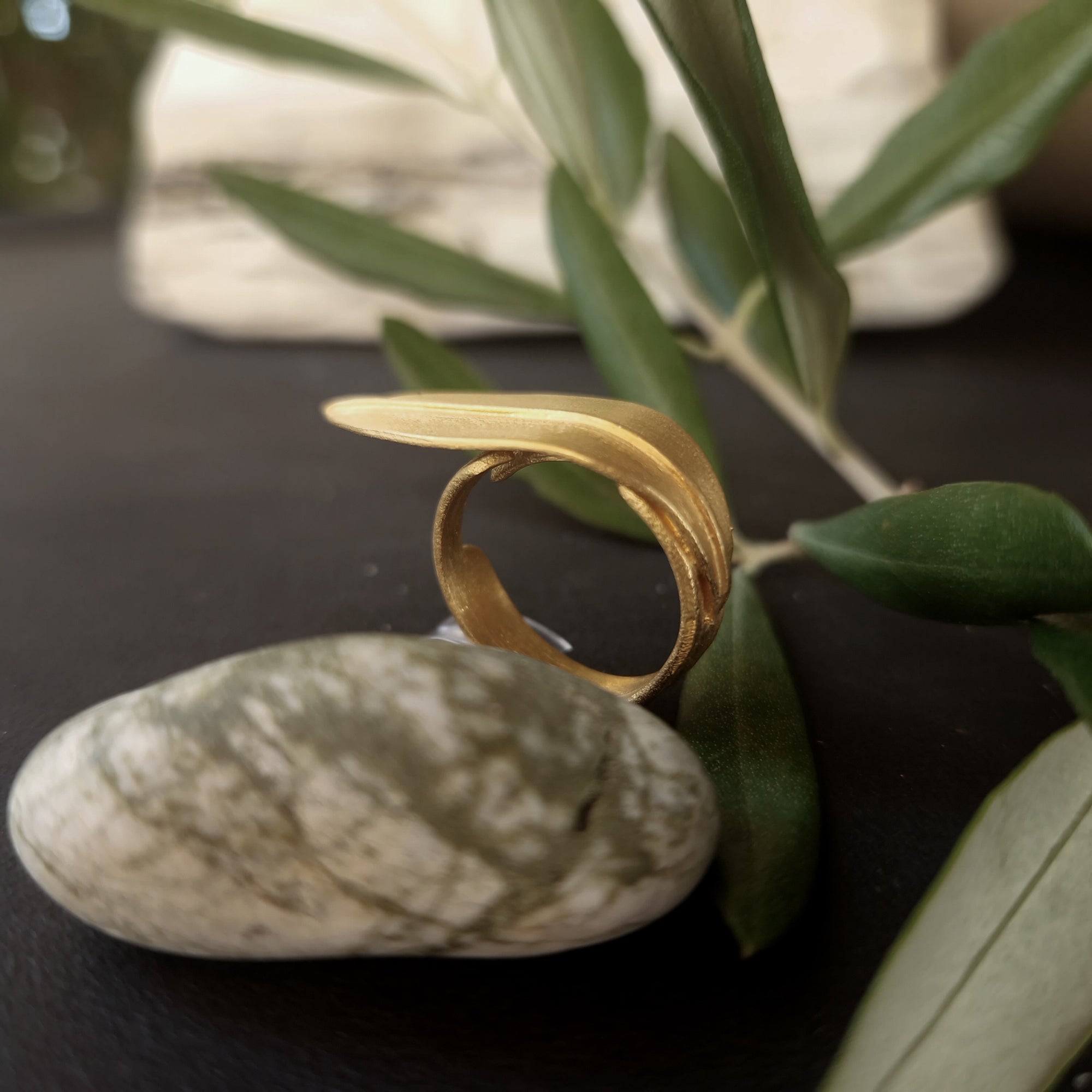 Gold plated ring «Olive Leaves»