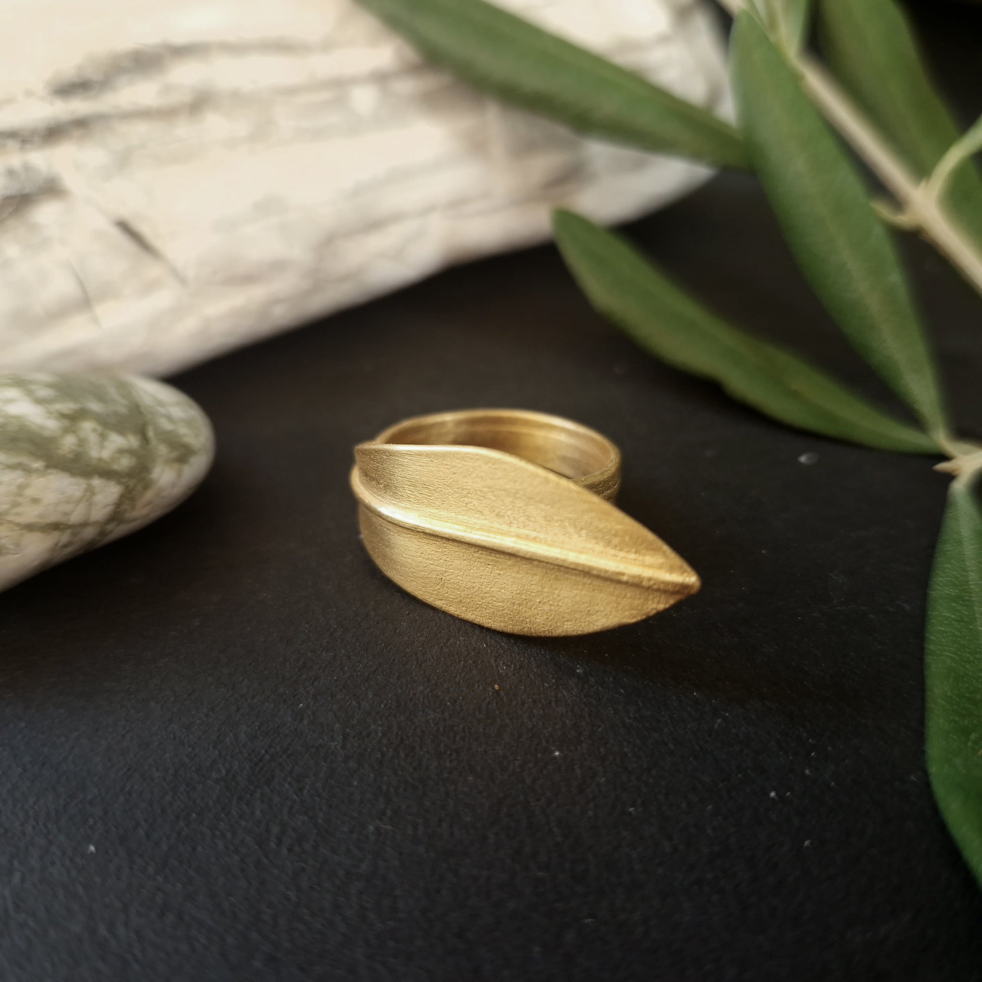 Gold plated ring «Olive Leaves»