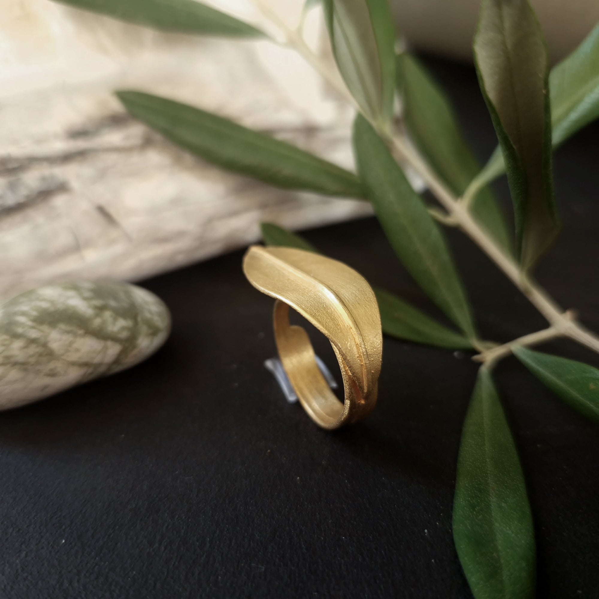 Gold plated ring «Olive Leaves»