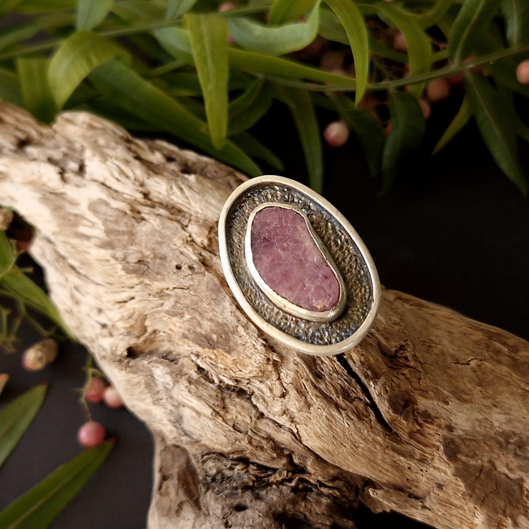 Raw Ruby Slice Ring