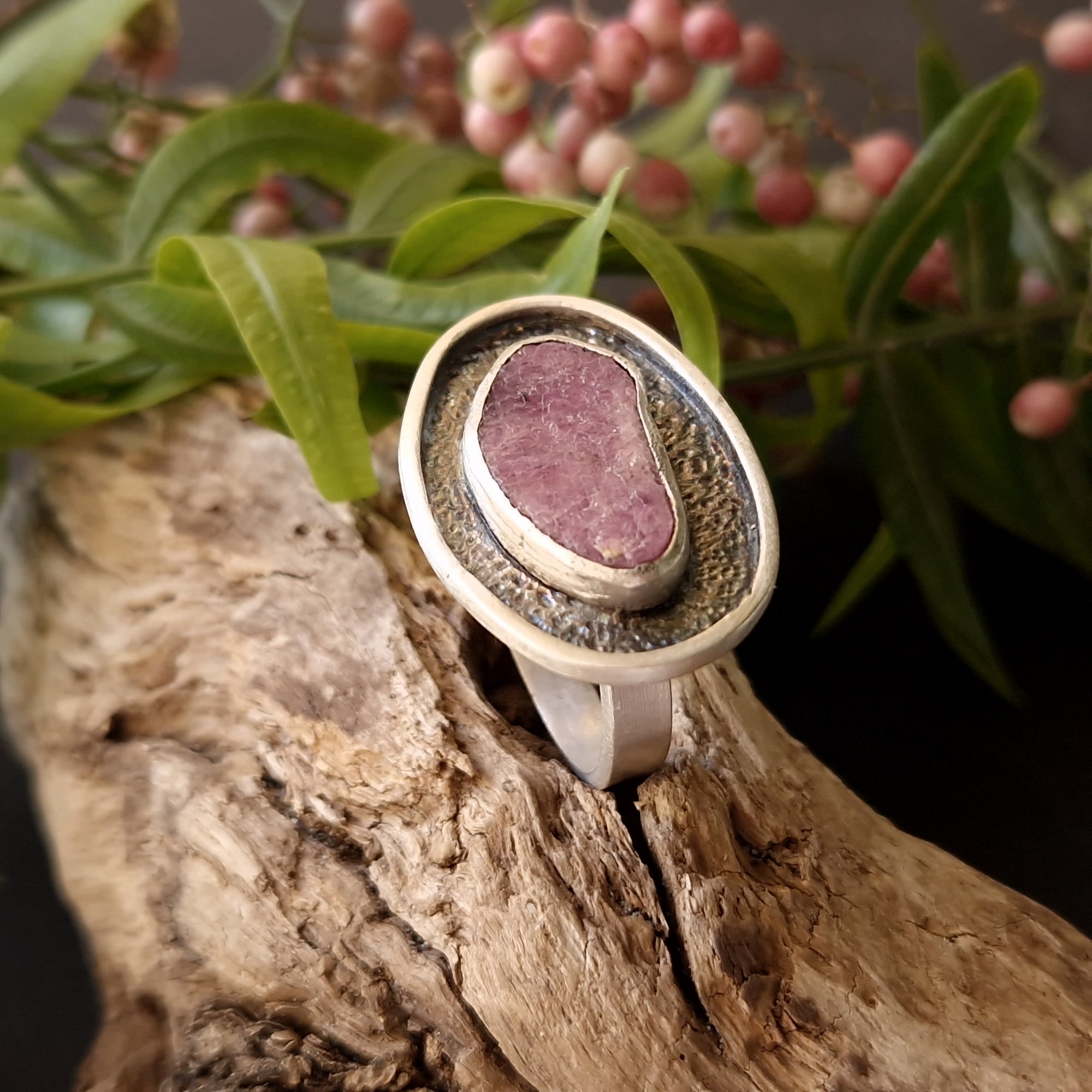 Raw Ruby Slice Ring