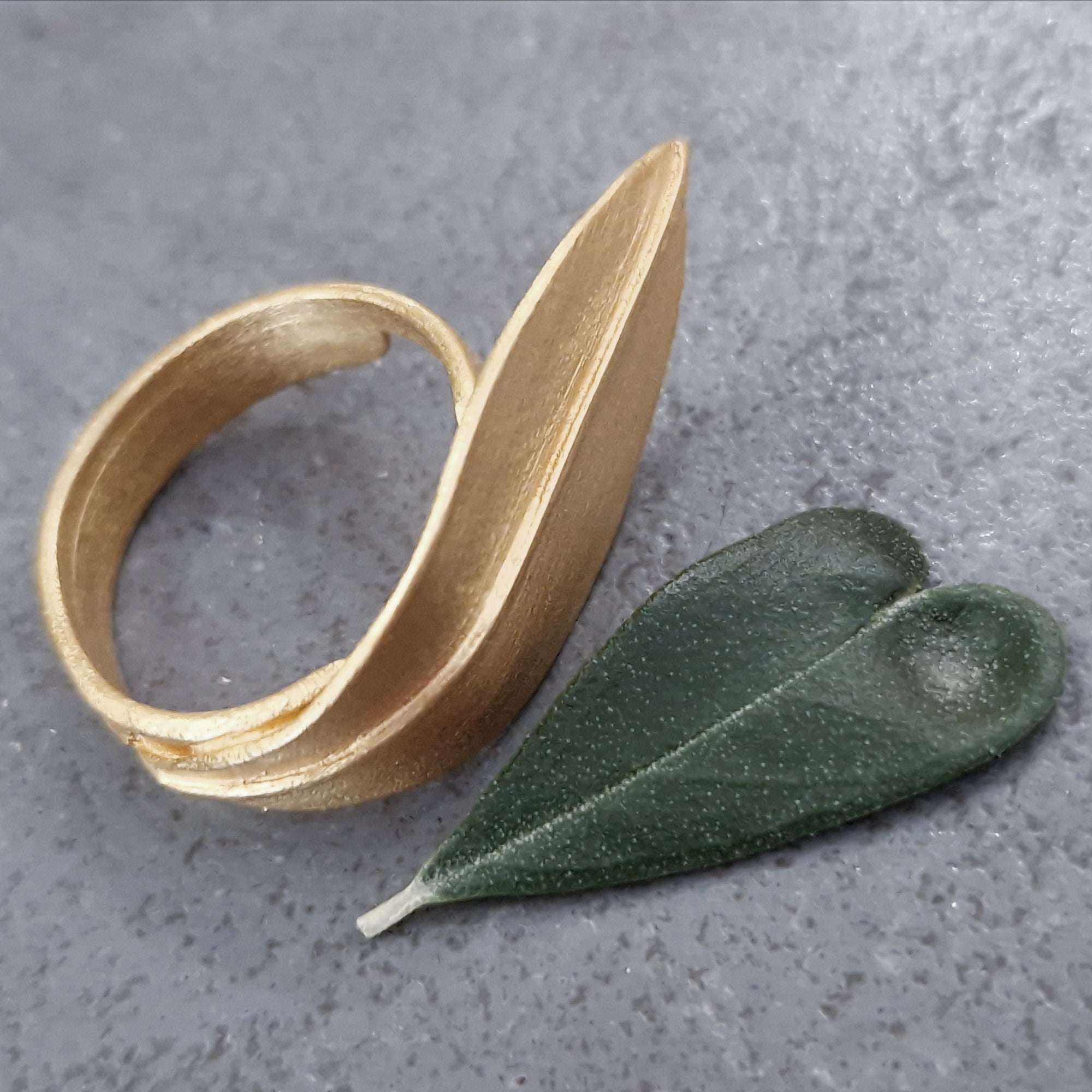 Gold plated ring «Olive Leaves»