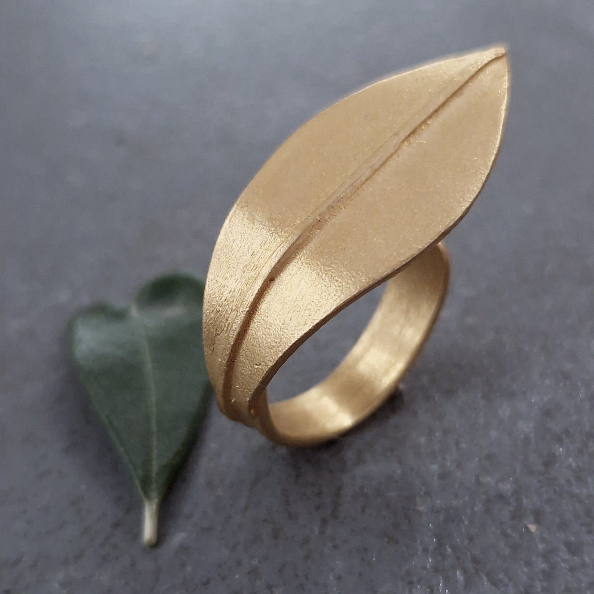 Gold plated ring «Olive Leaves»