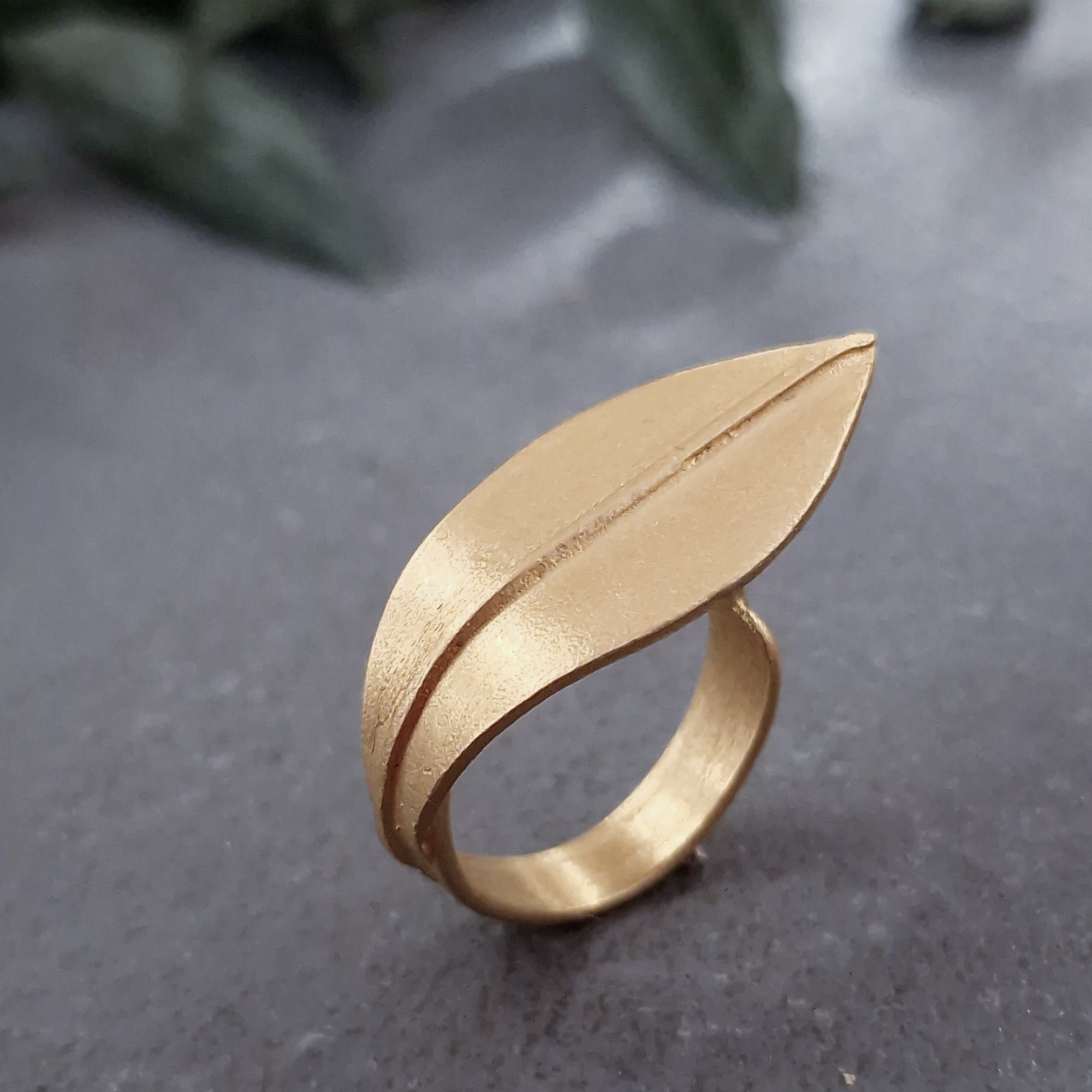 Gold plated ring «Olive Leaves»