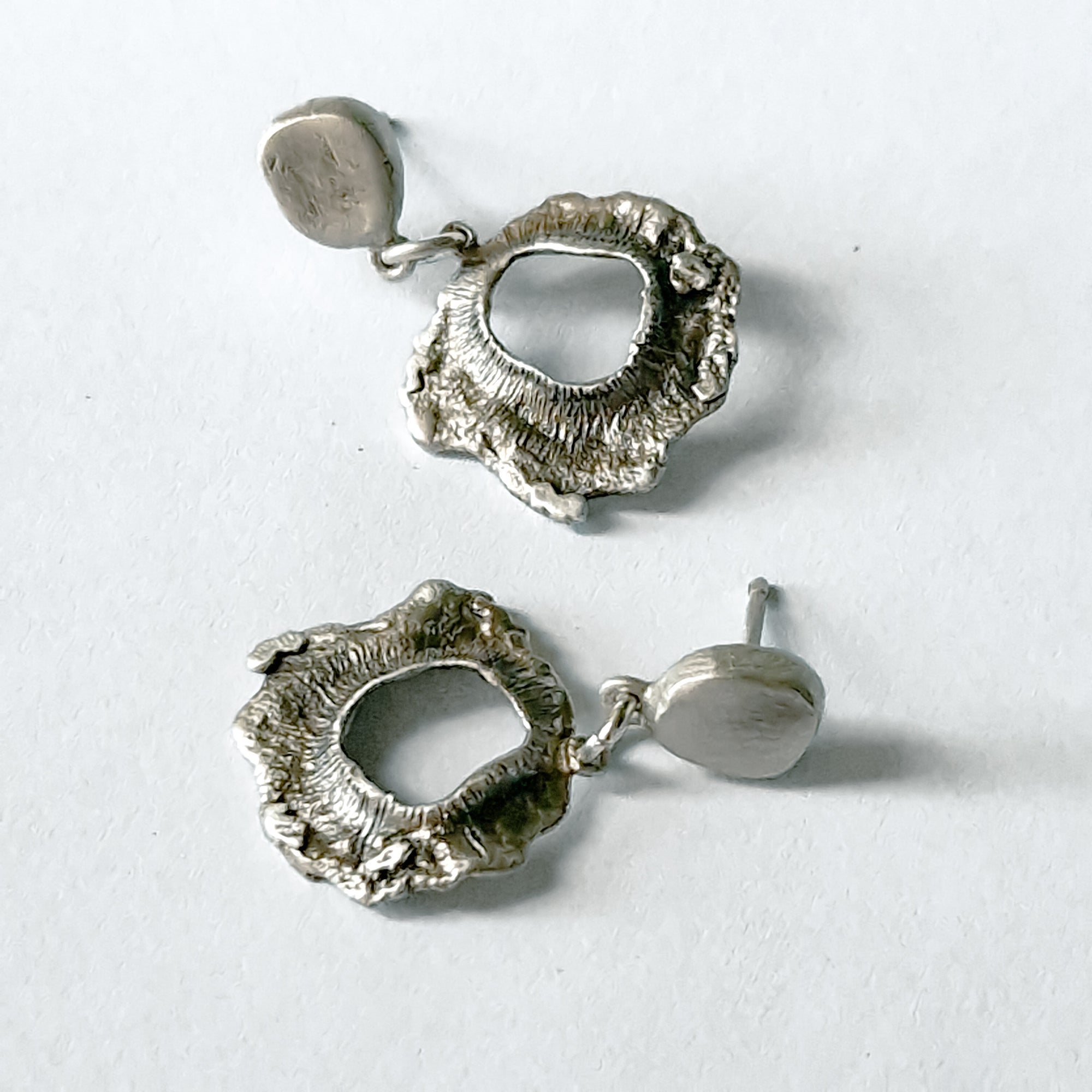 «Volcano» silver dangle stud earrings