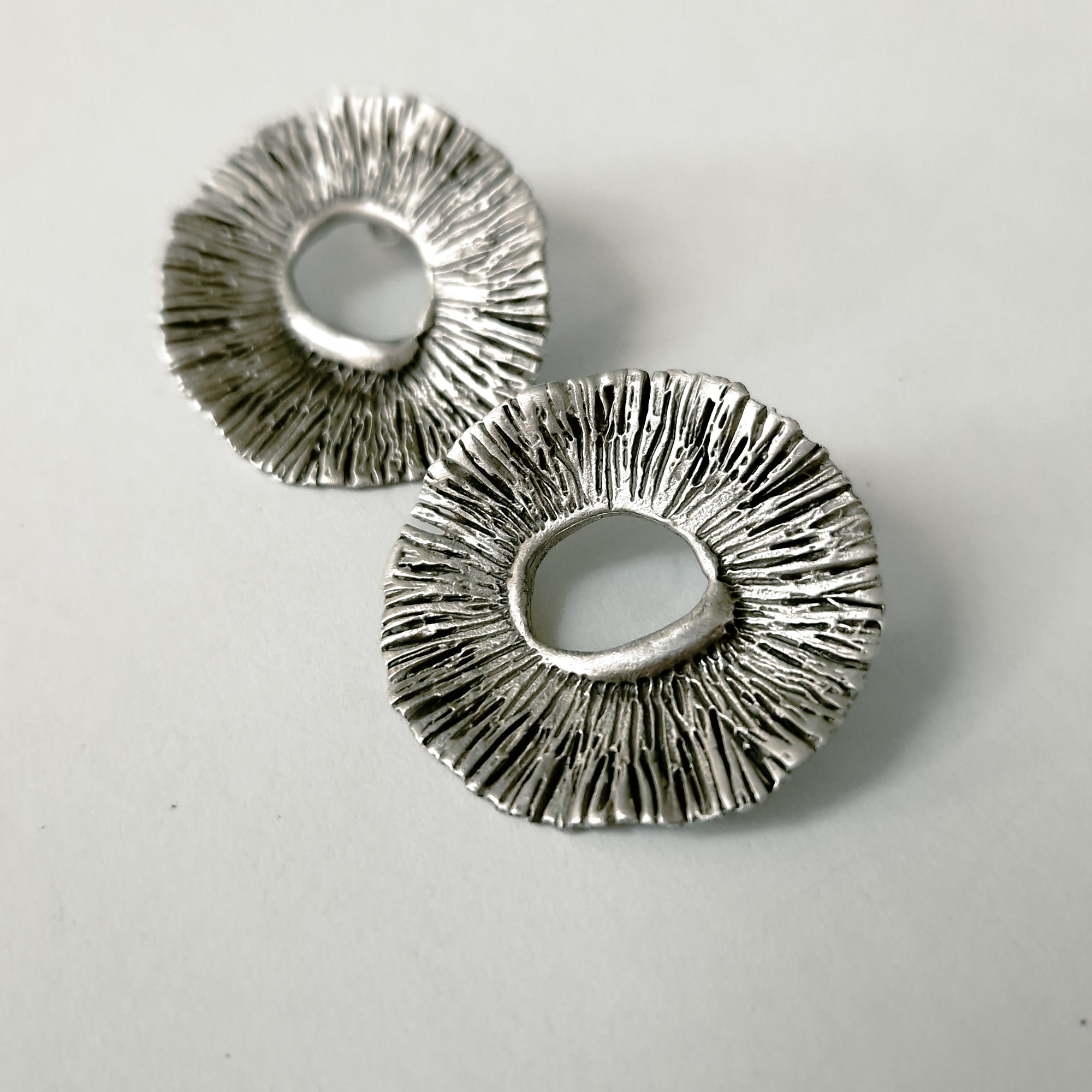 Big, silver «Flower» studs