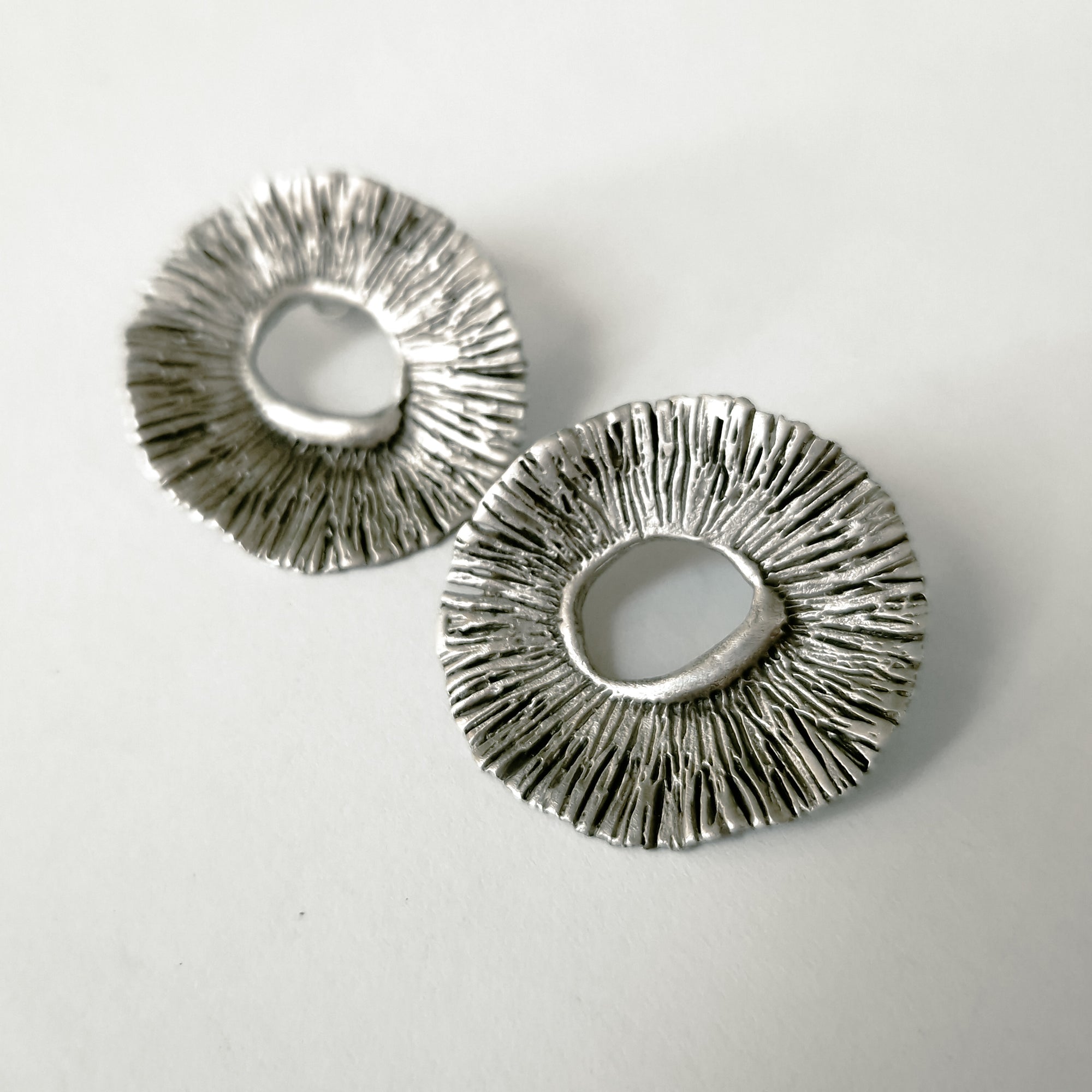 Big, silver «Flower» studs