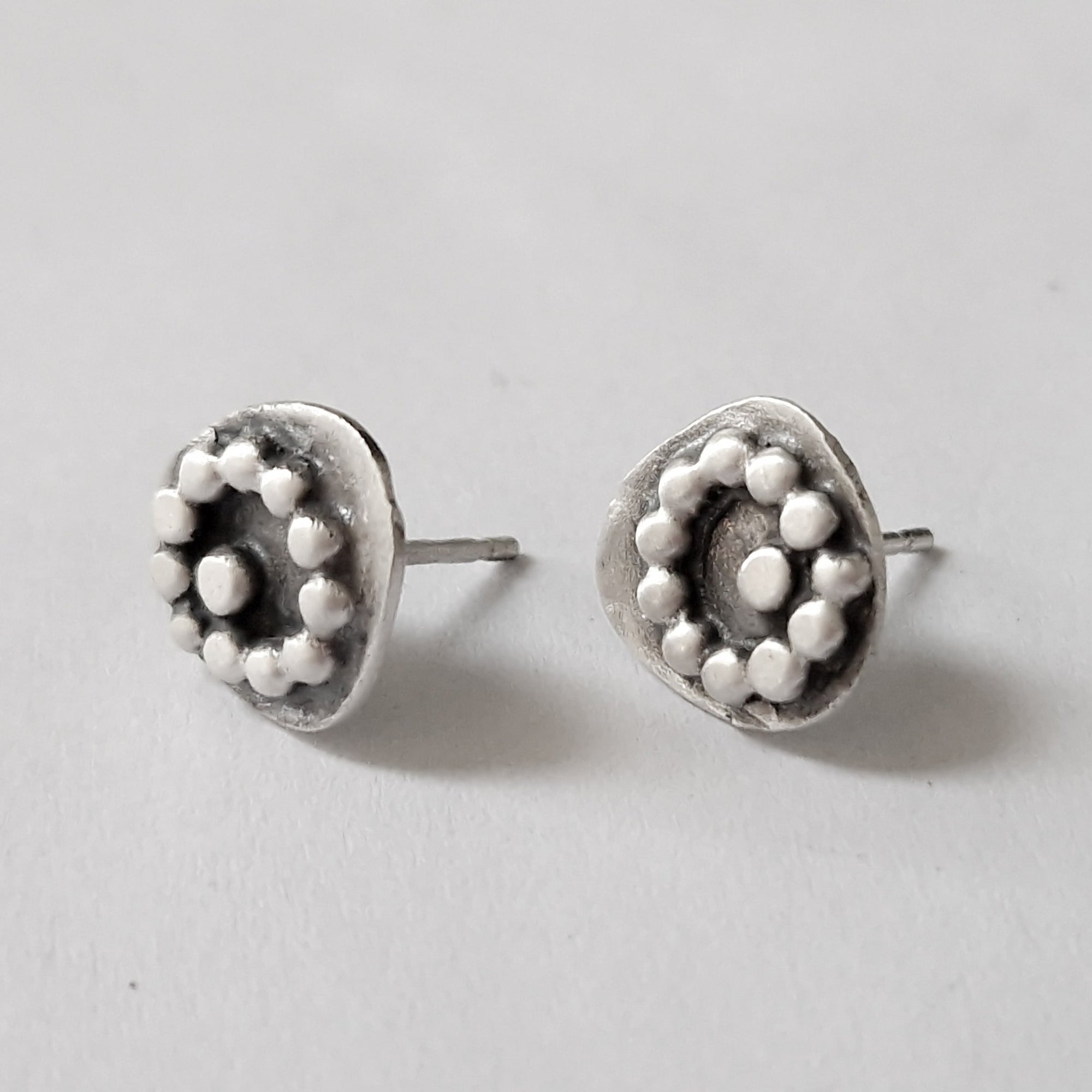 Silver stud earrings «Dots»