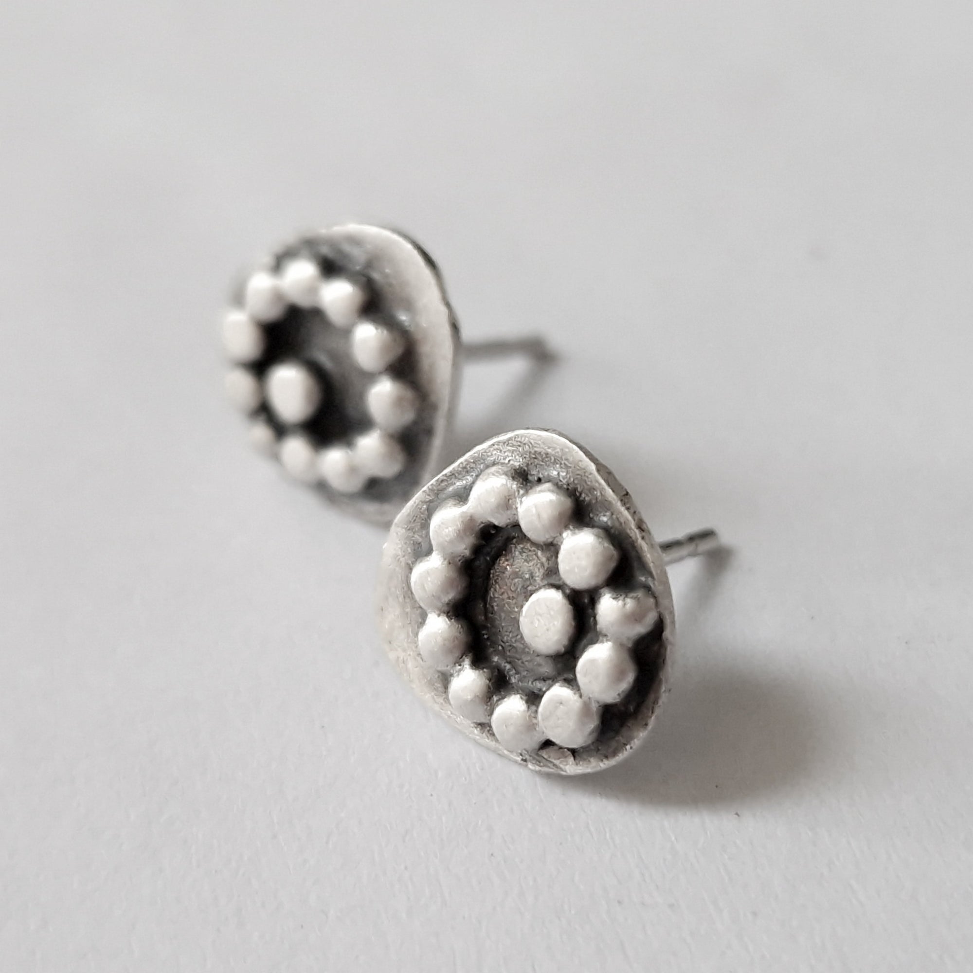 Silver stud earrings «Dots»