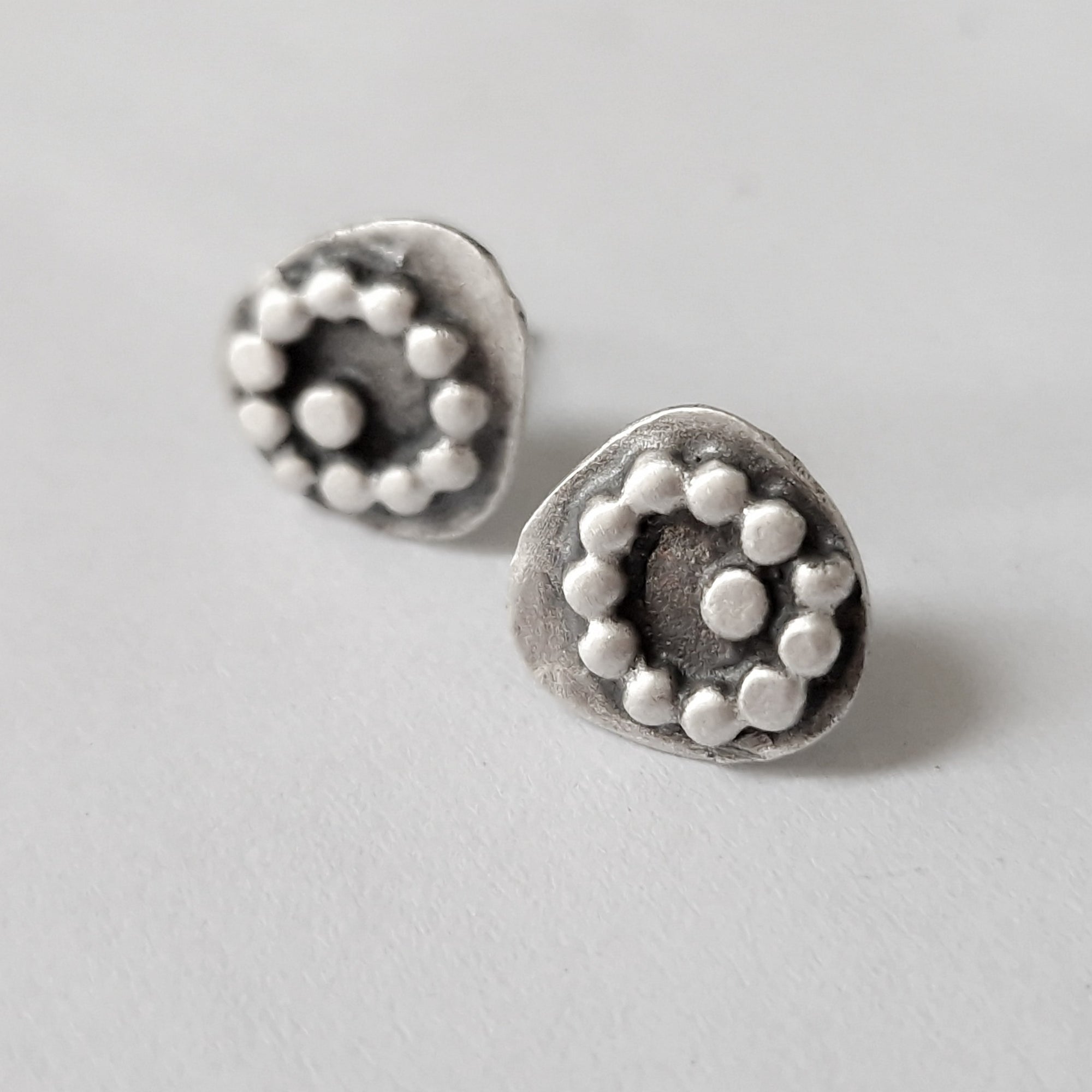 Silver stud earrings «Dots»