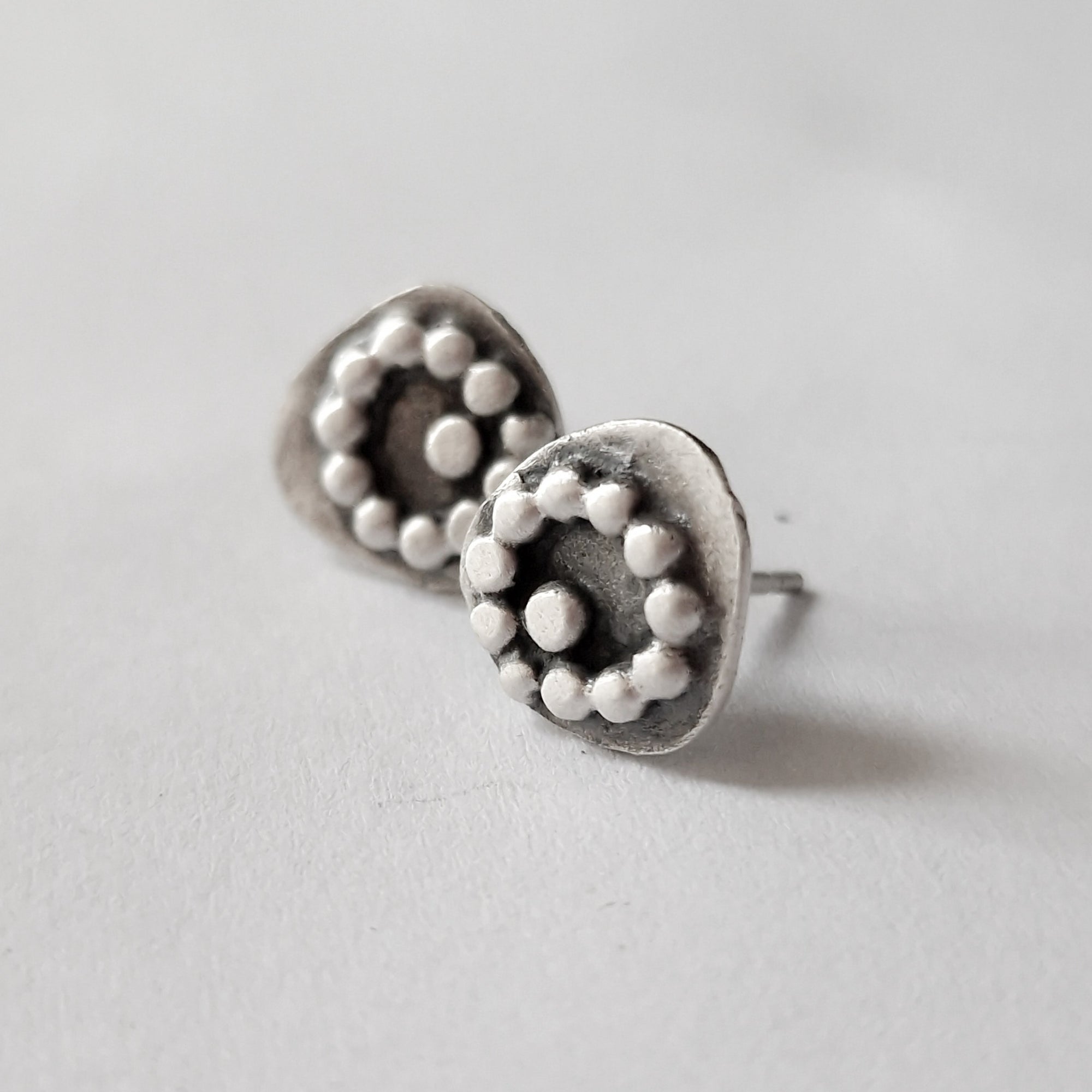 Silver stud earrings «Dots»