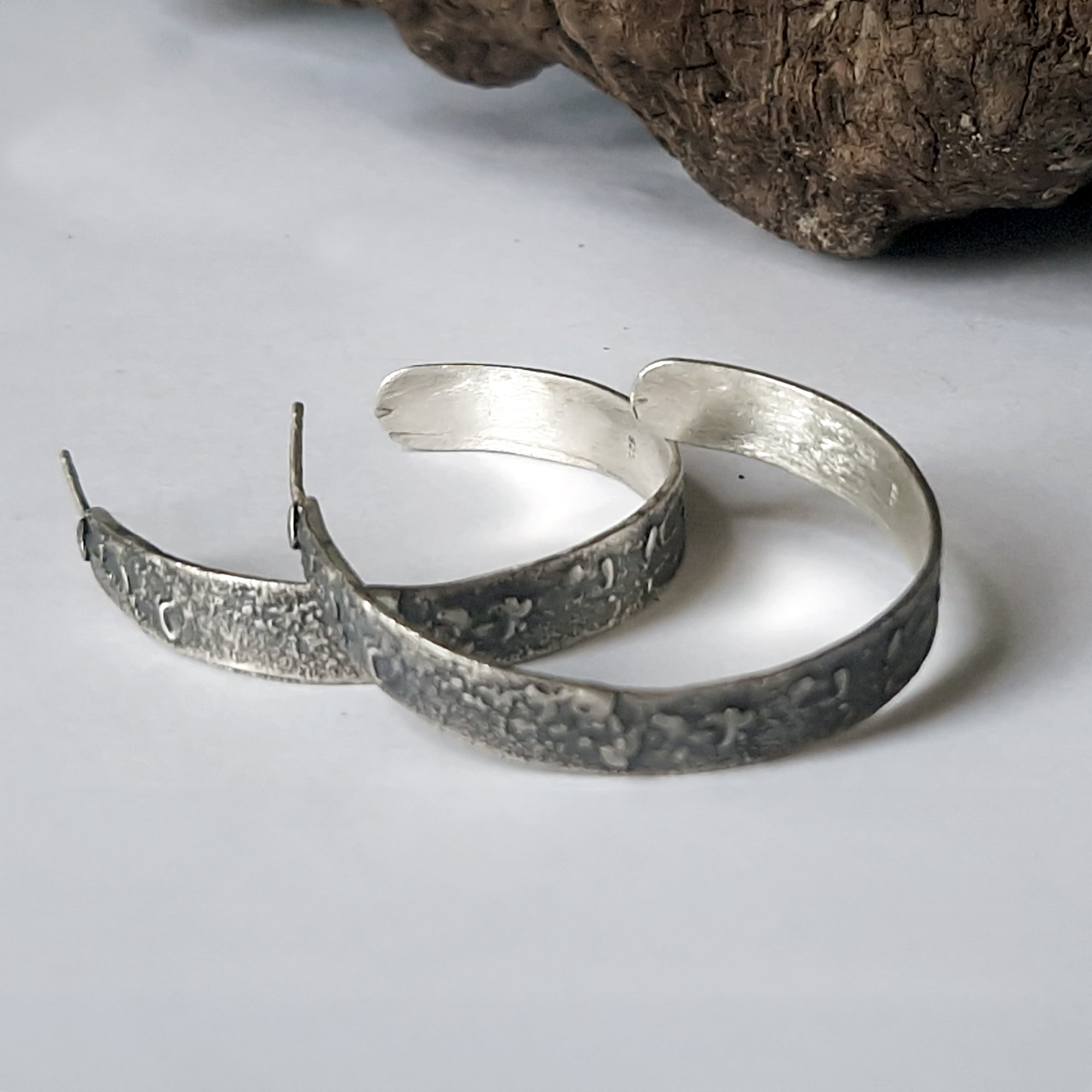 Large silver minimal hoop earrings