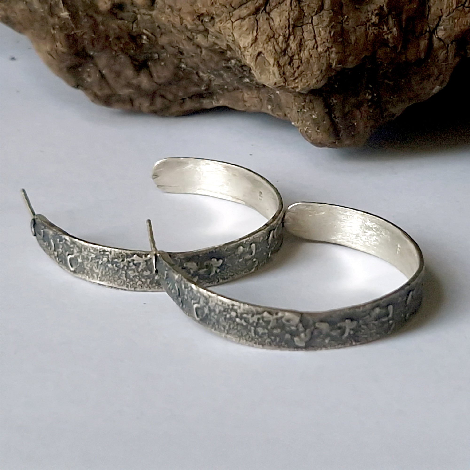 Large silver minimal hoop earrings