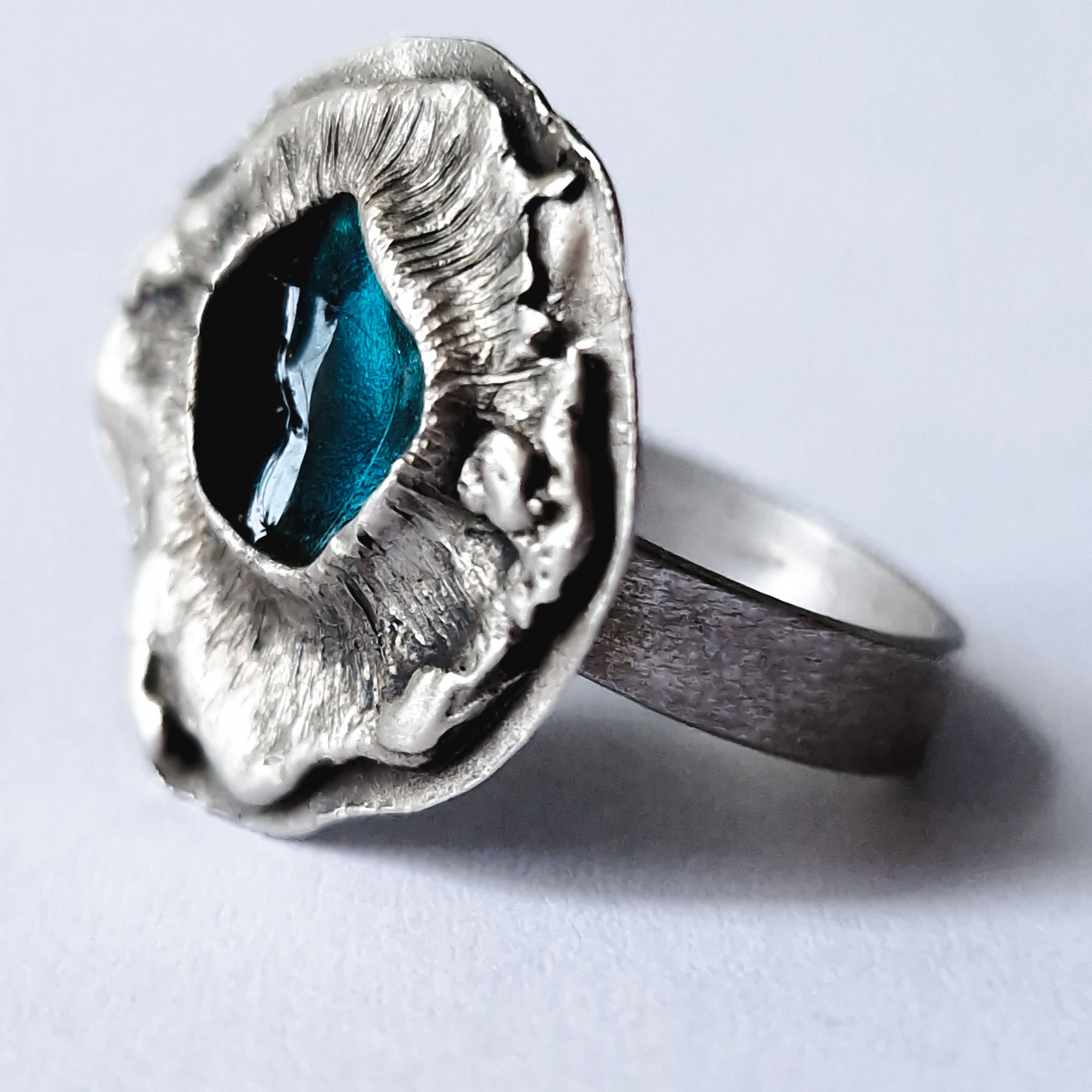 Silver and enamel «Volcano» ring