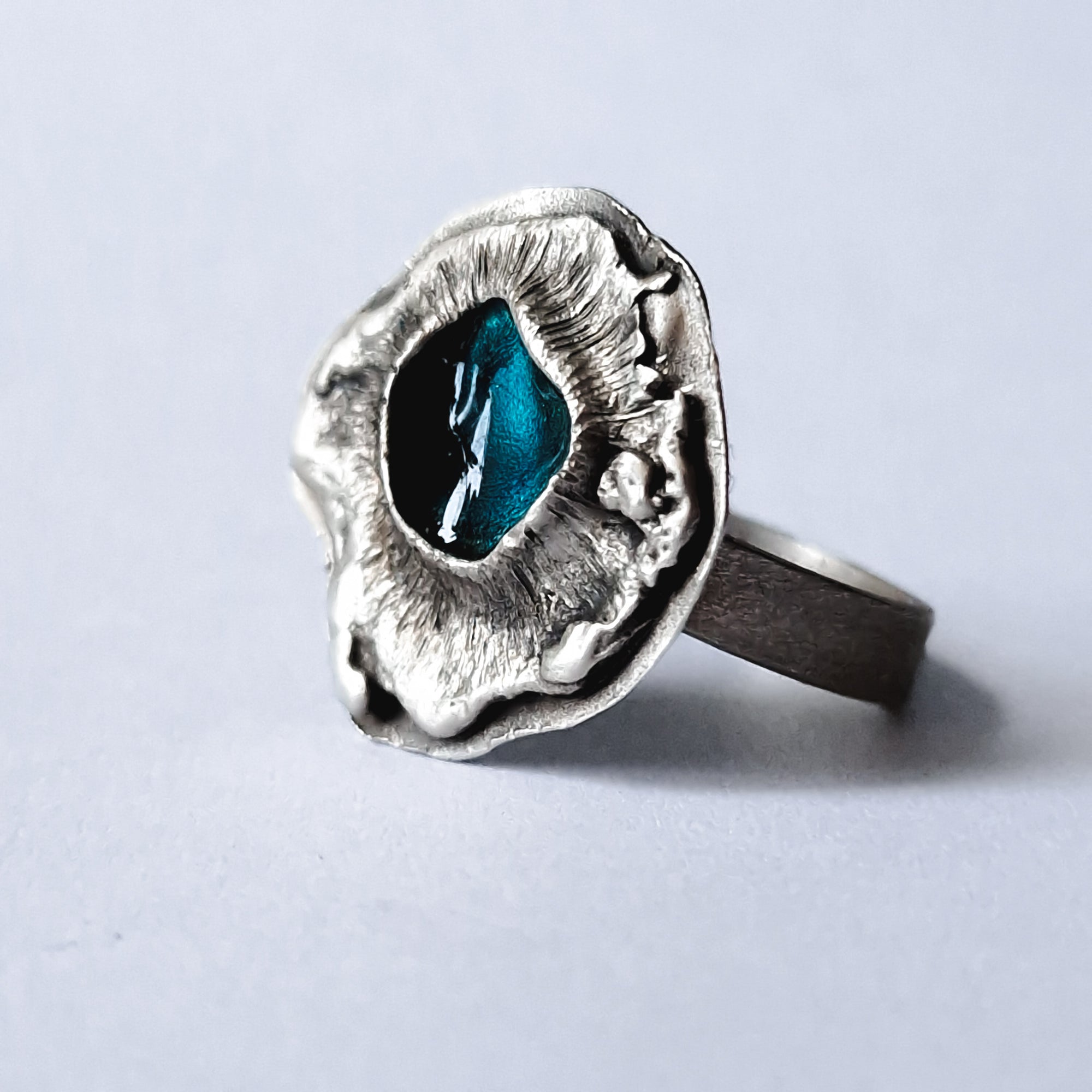 Silver and enamel «Volcano» ring