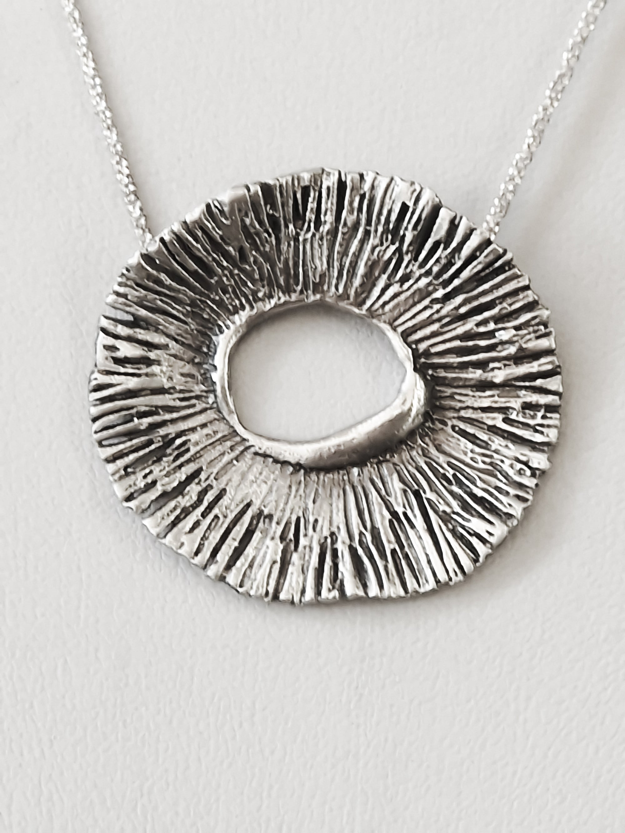 Big silver «Flower» necklace