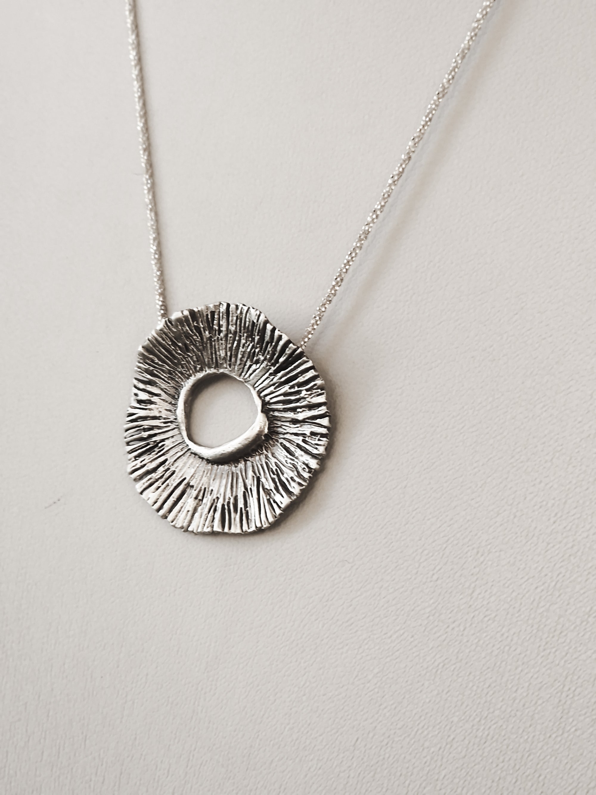 Big silver «Flower» necklace