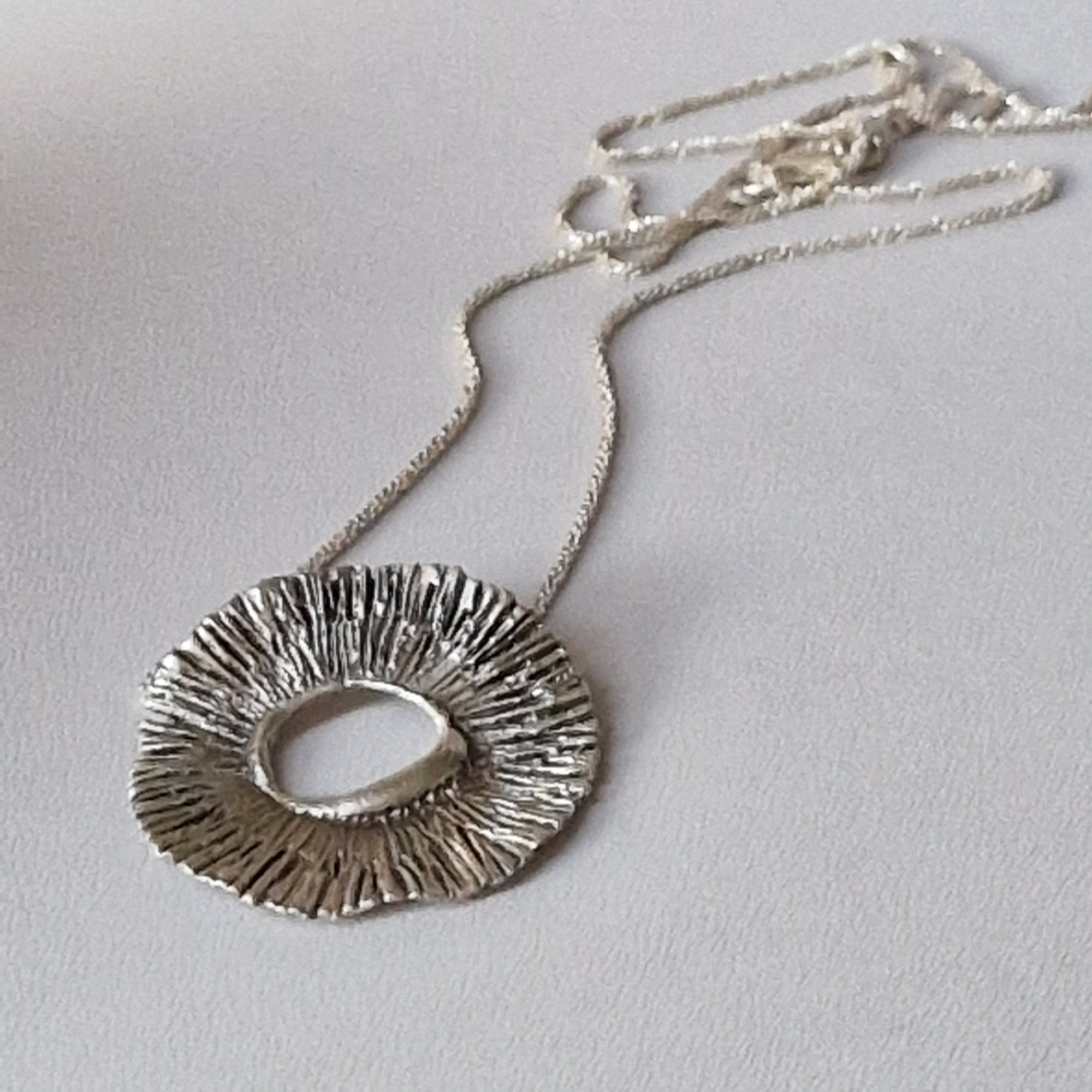 Big silver «Flower» necklace