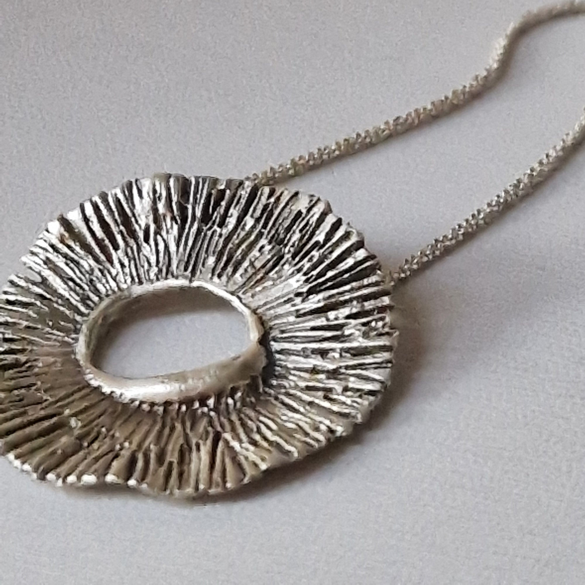 Big silver «Flower» necklace