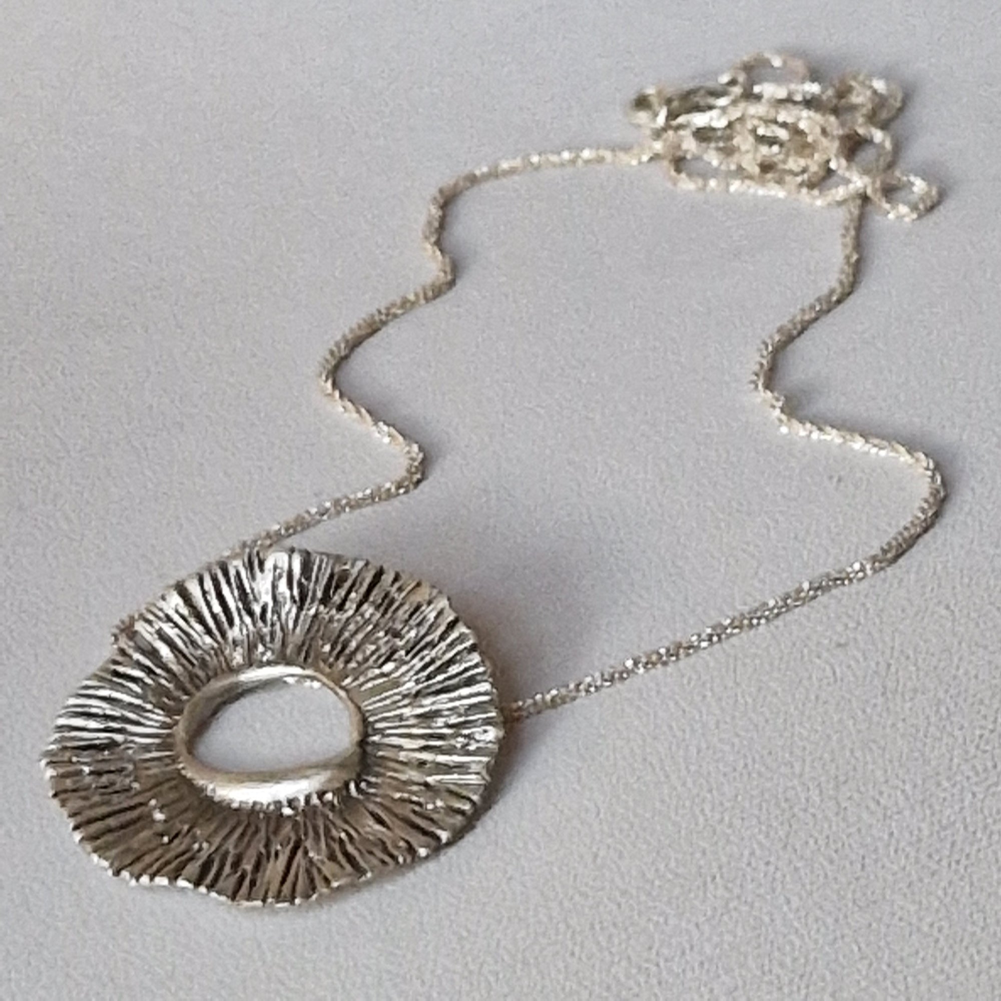 Big silver «Flower» necklace