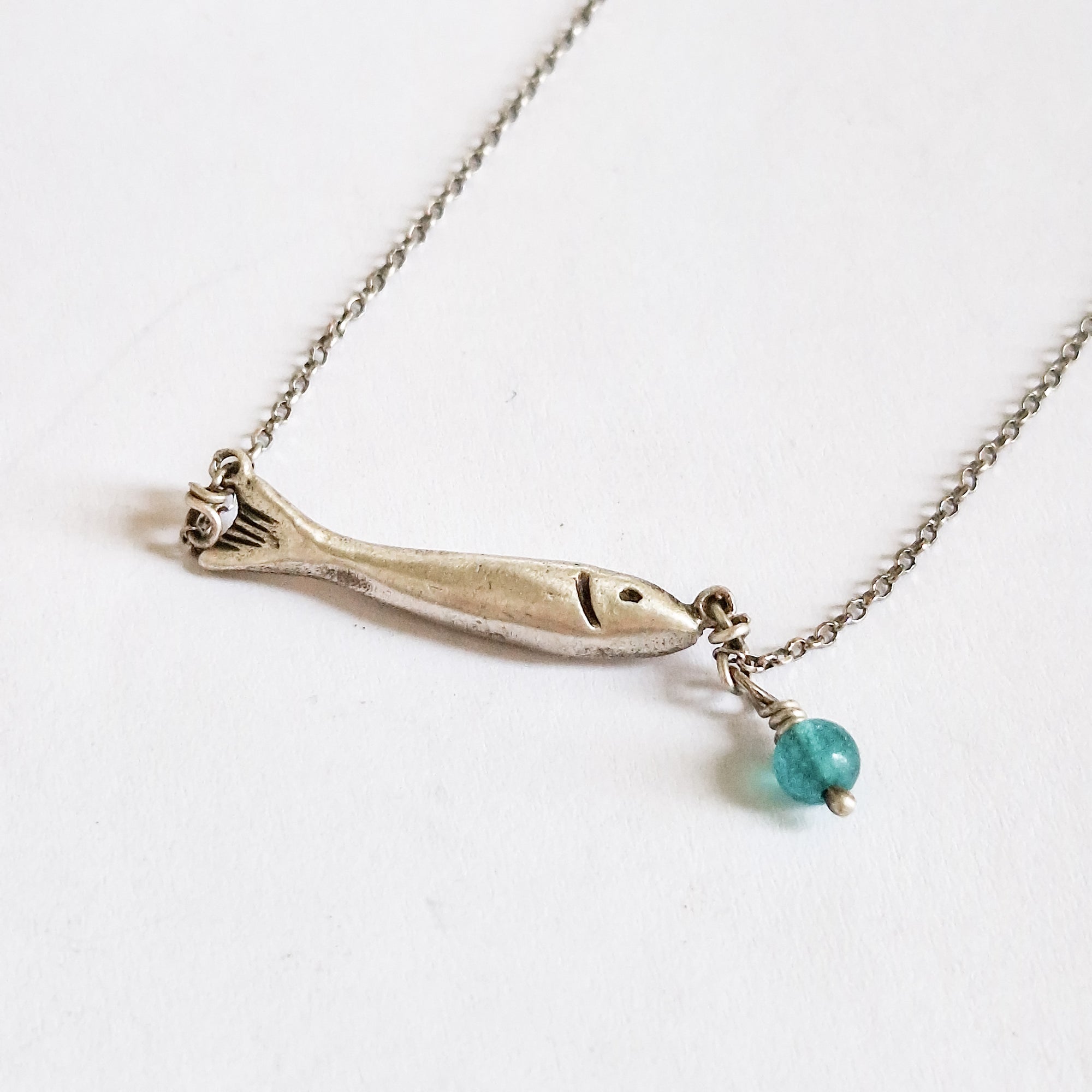 Silver fish necklace