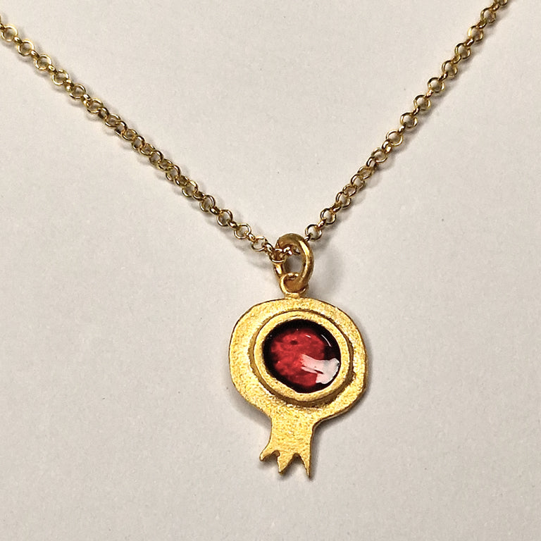 Good luck charm pomegranate necklace with enamel