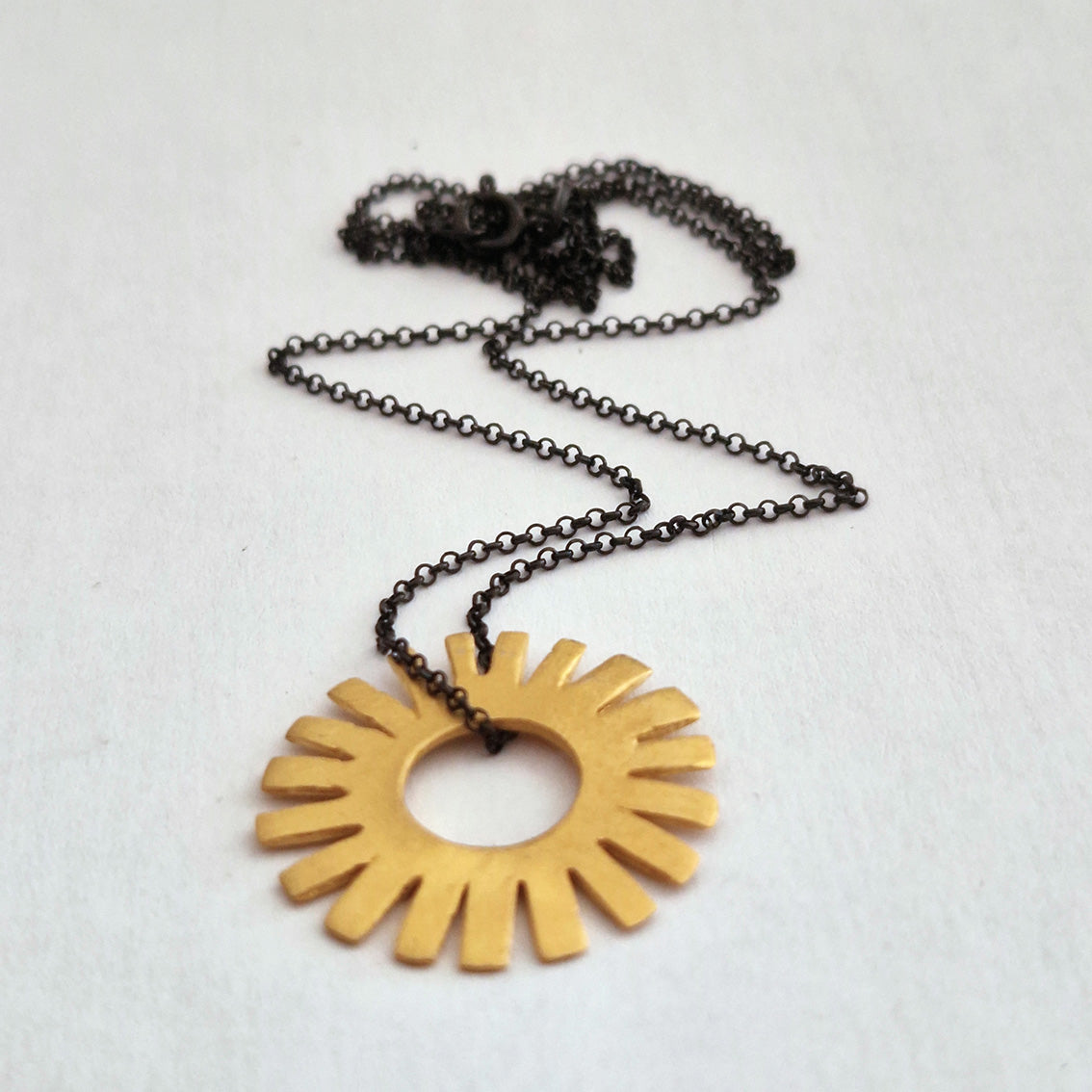 Minimal geometric gold plated Sun necklace
