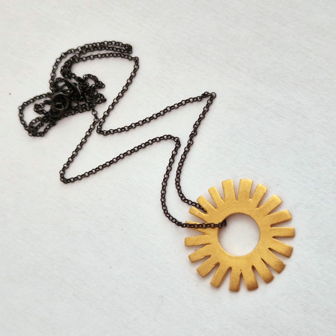 Minimal geometric gold plated Sun necklace