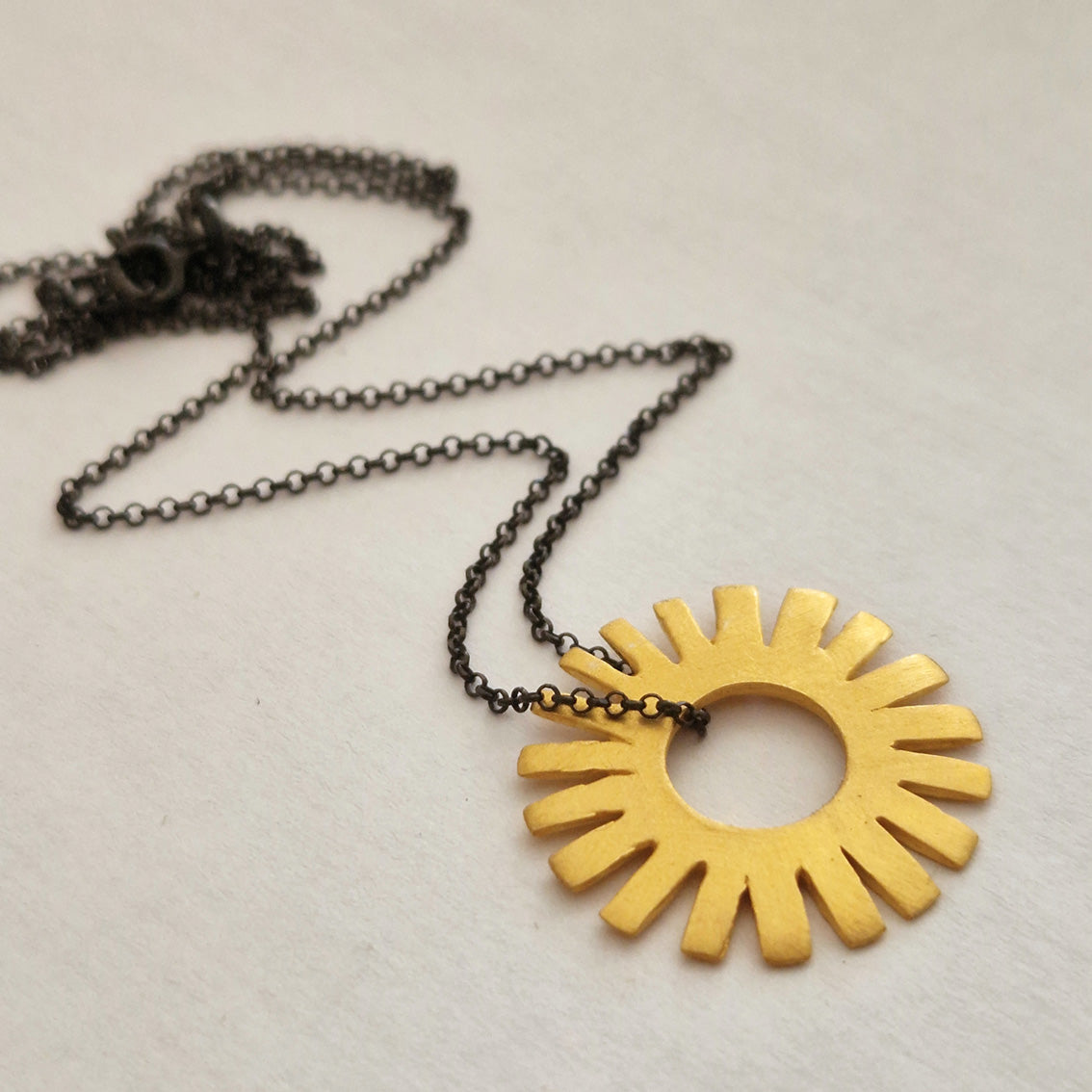Minimal geometric gold plated Sun necklace