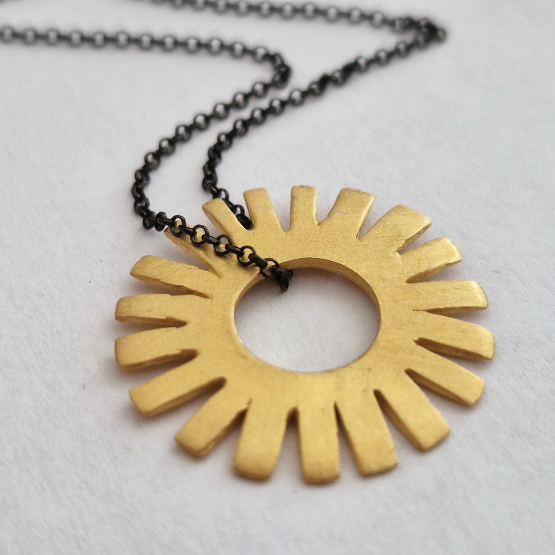 Minimal geometric gold plated Sun necklace