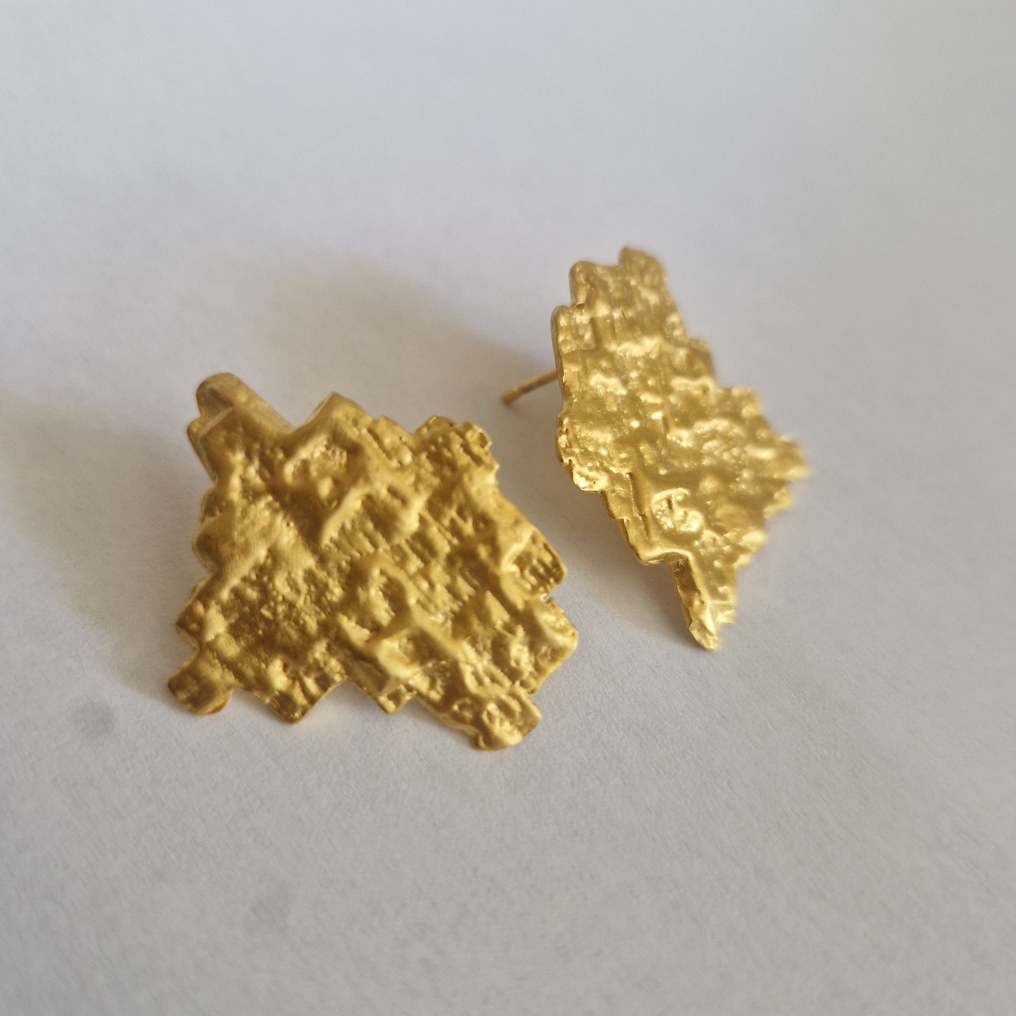 «Islands» Gold Plated Sterling Silver Stud Earrings