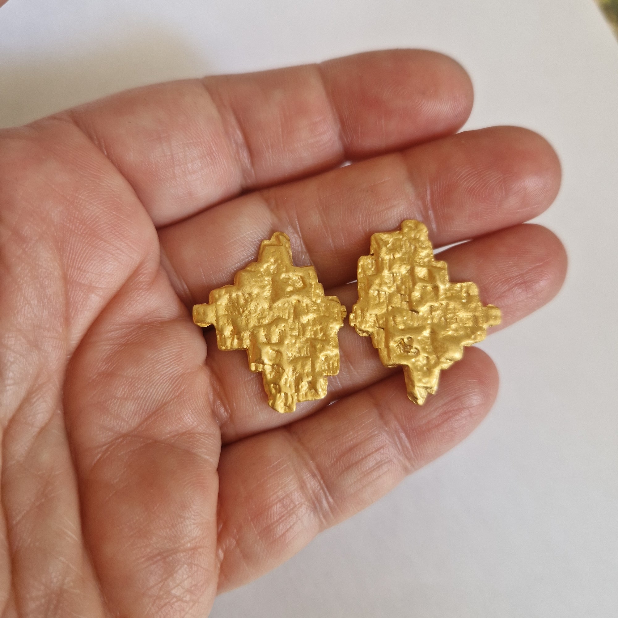 «Islands» Gold Plated Sterling Silver Stud Earrings