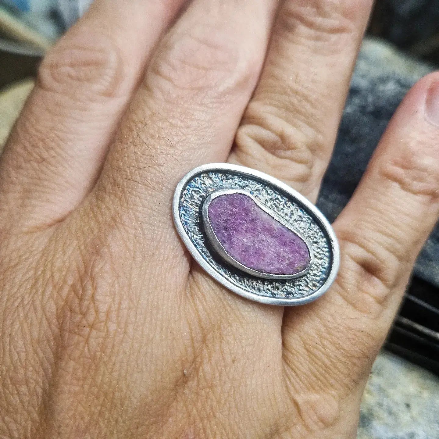 Raw Ruby Slice Ring