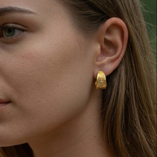 Silver, gold plated hoop earrings