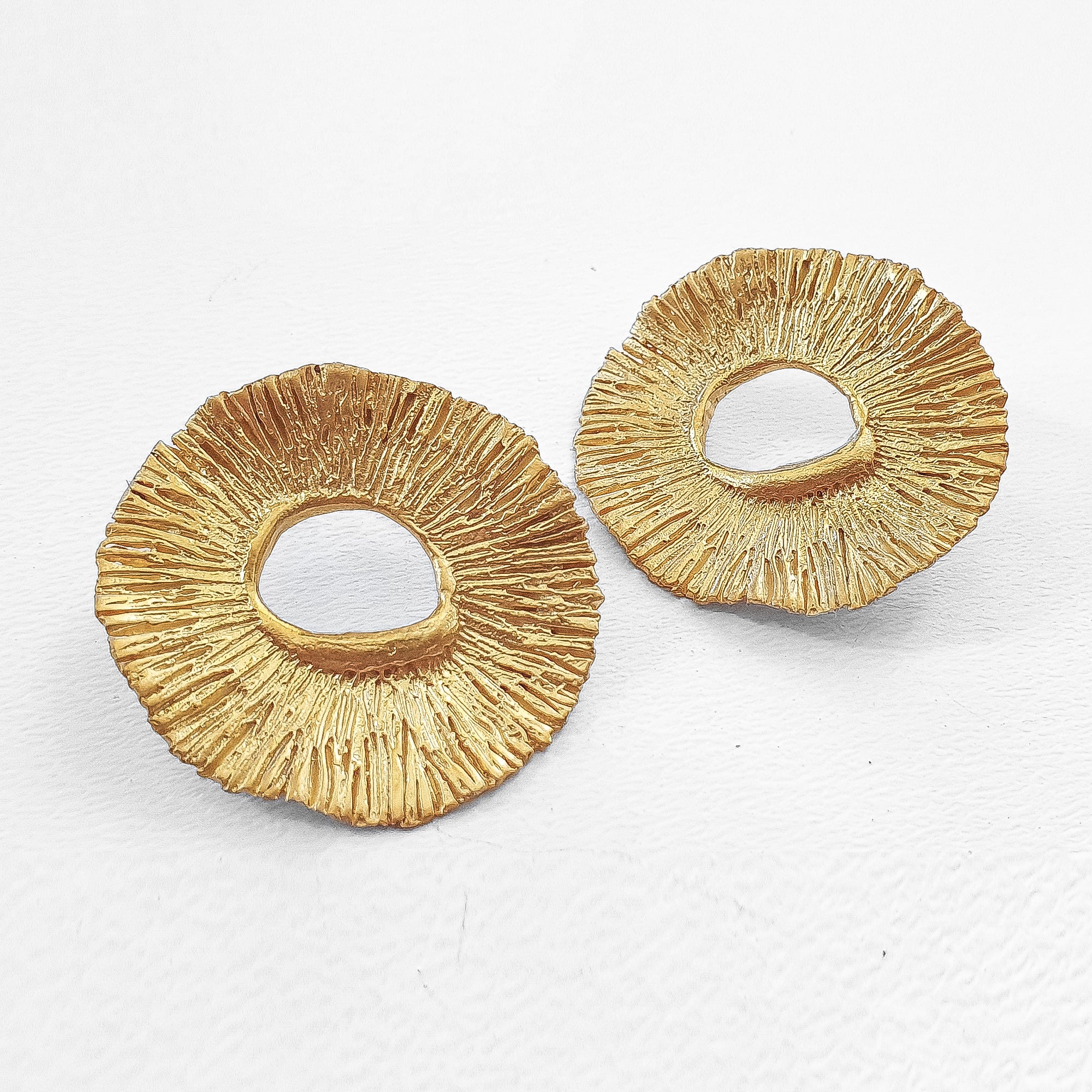 Big, gold «Flower» studs