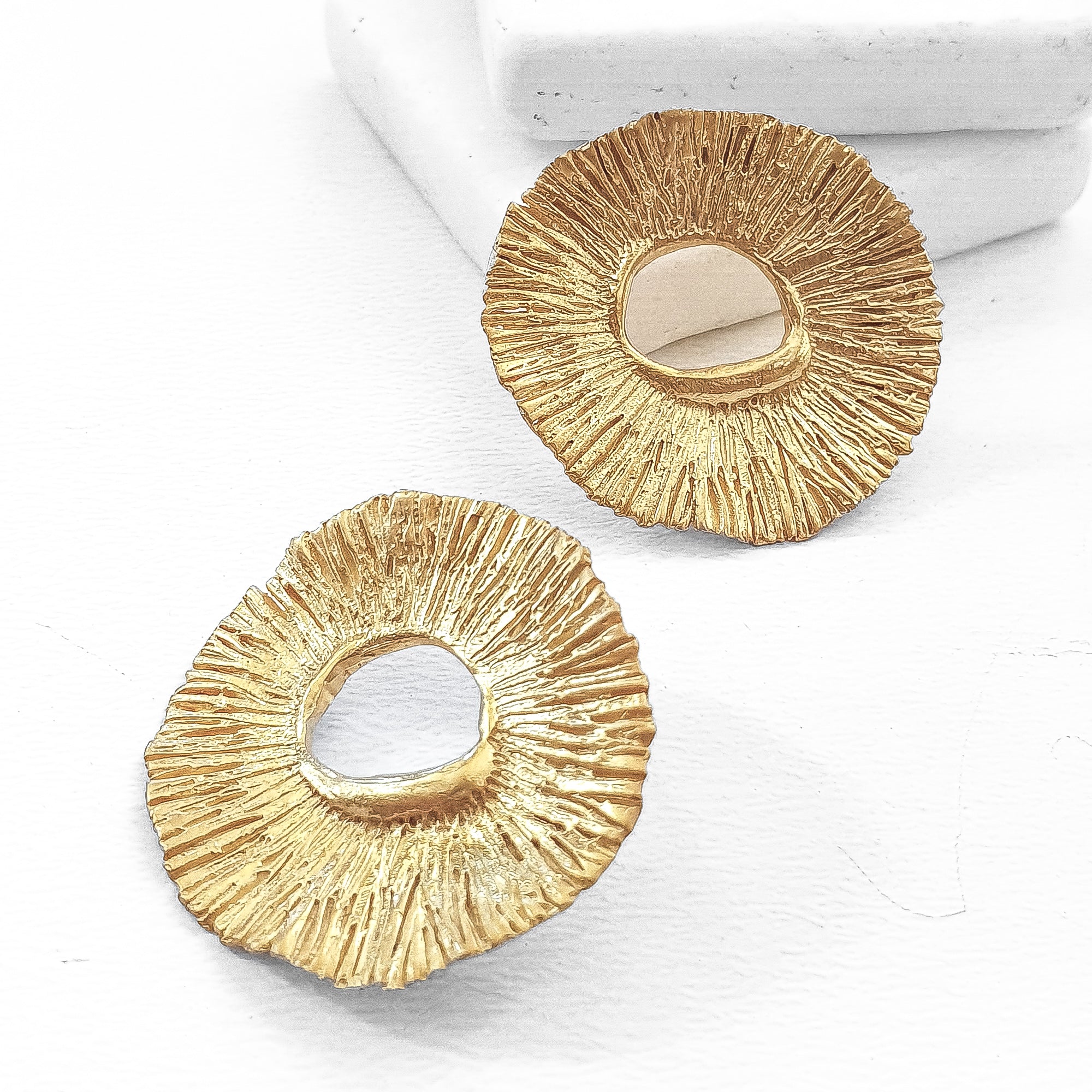 Big, gold «Flower» studs