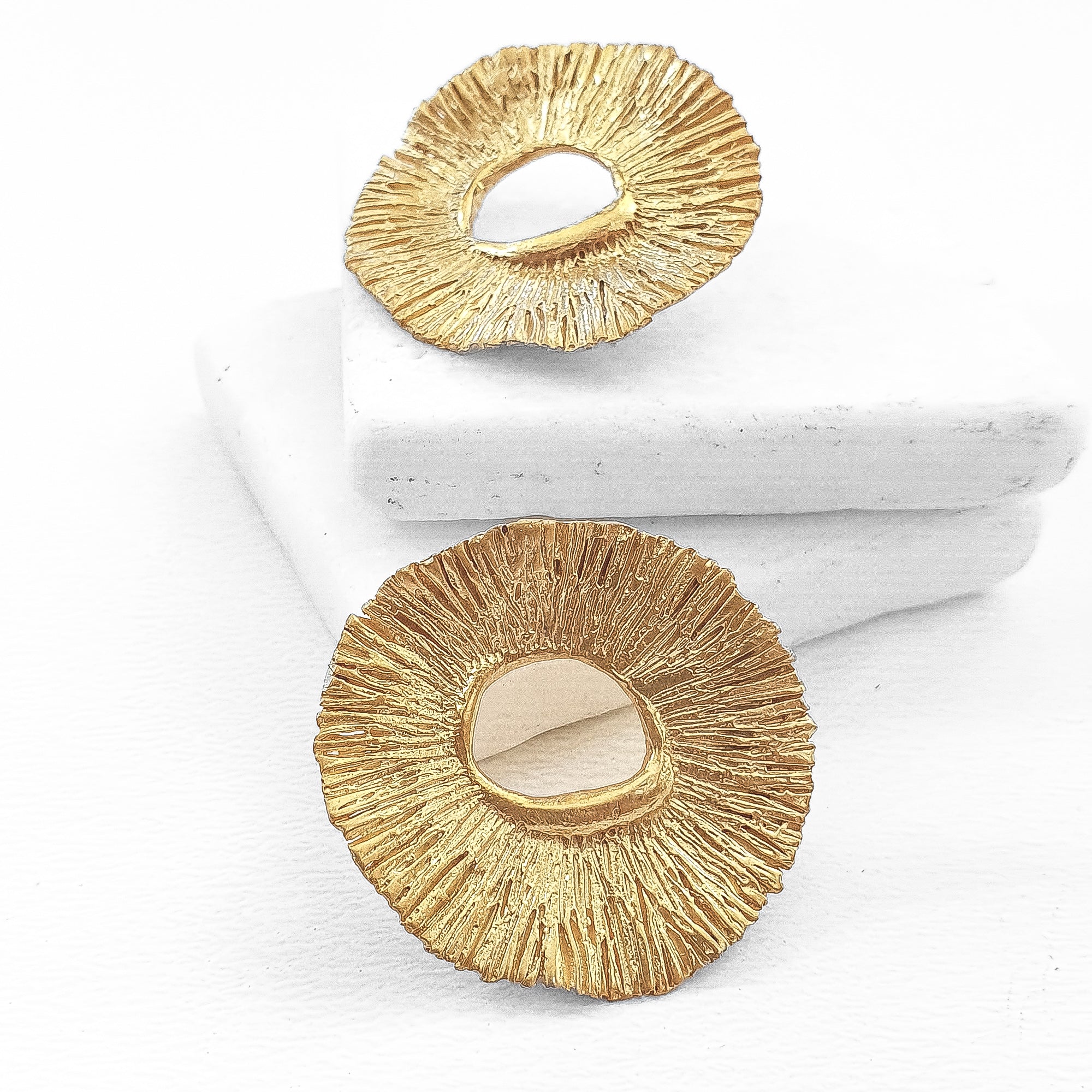 Big, gold «Flower» studs