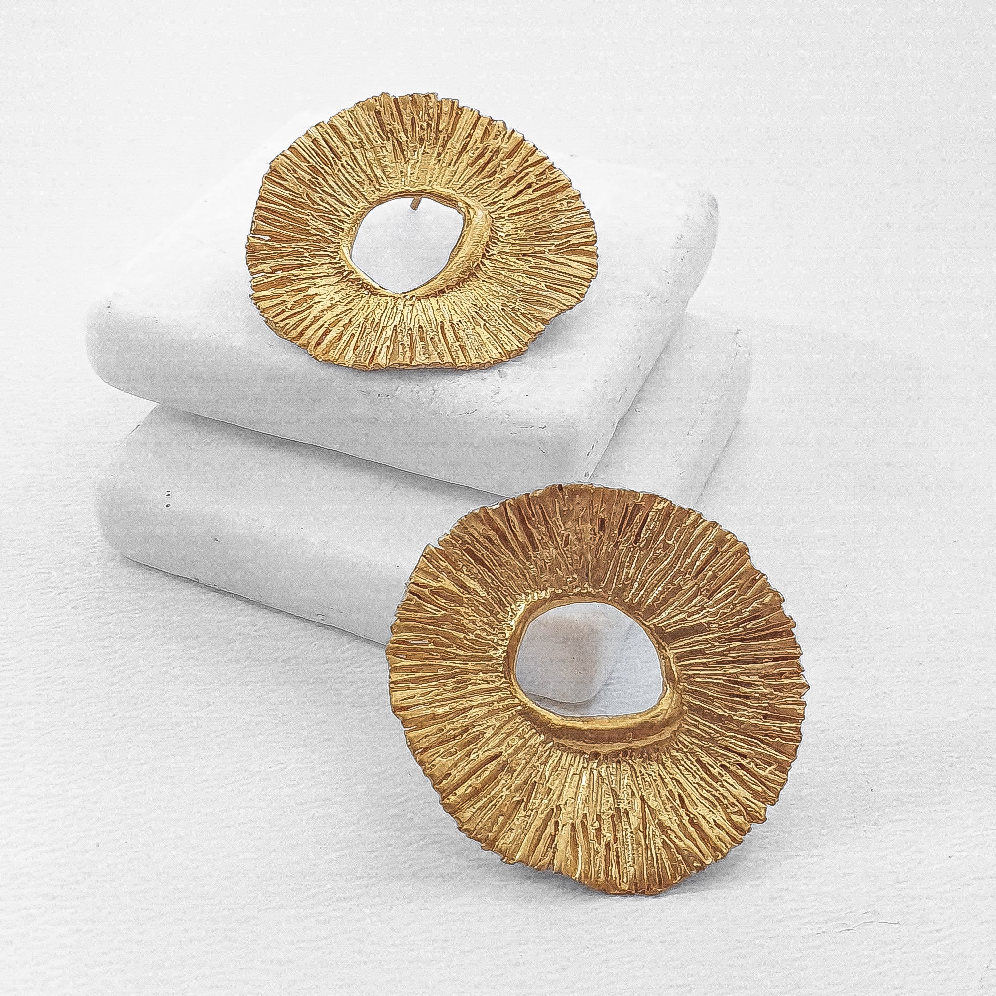 Big, gold «Flower» studs