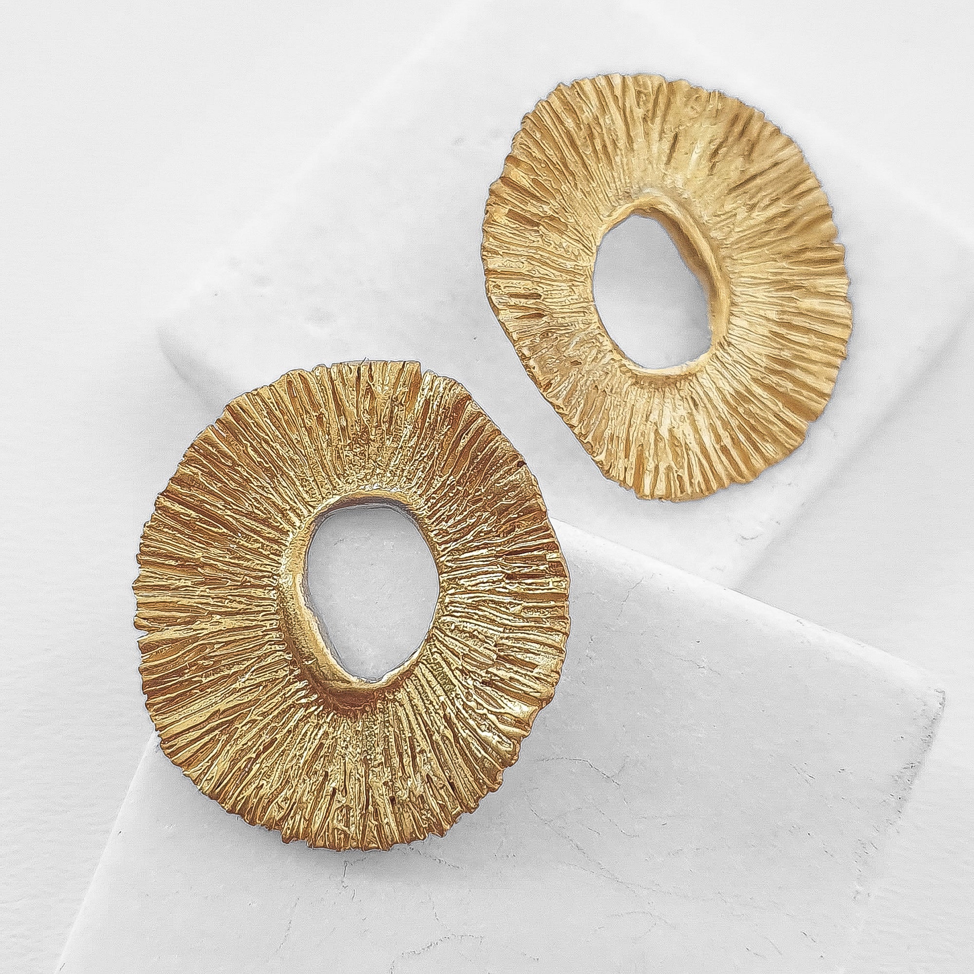 Big, gold «Flower» studs